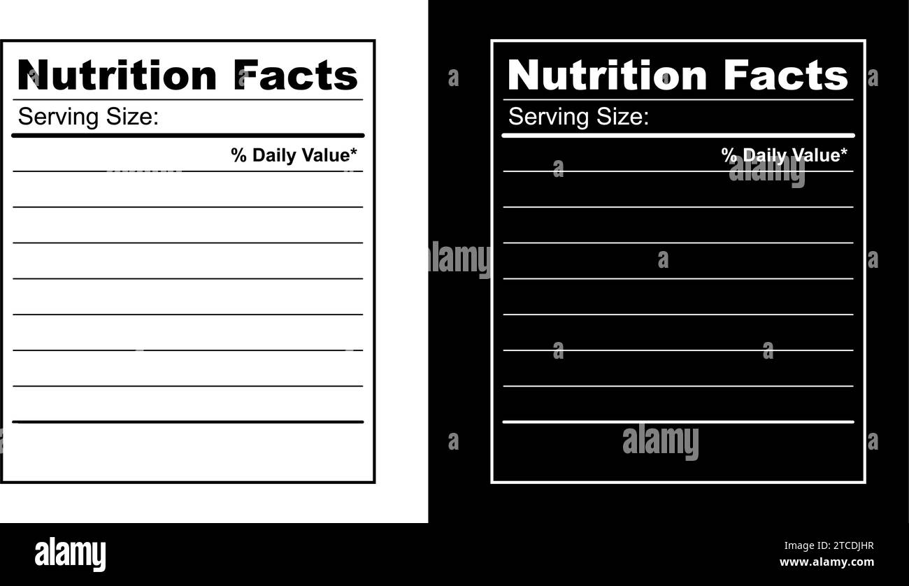 Nährwertinformationen. Angaben über die Menge an Fetten, Kalorien, Kohlenhydraten. Stock Vektor