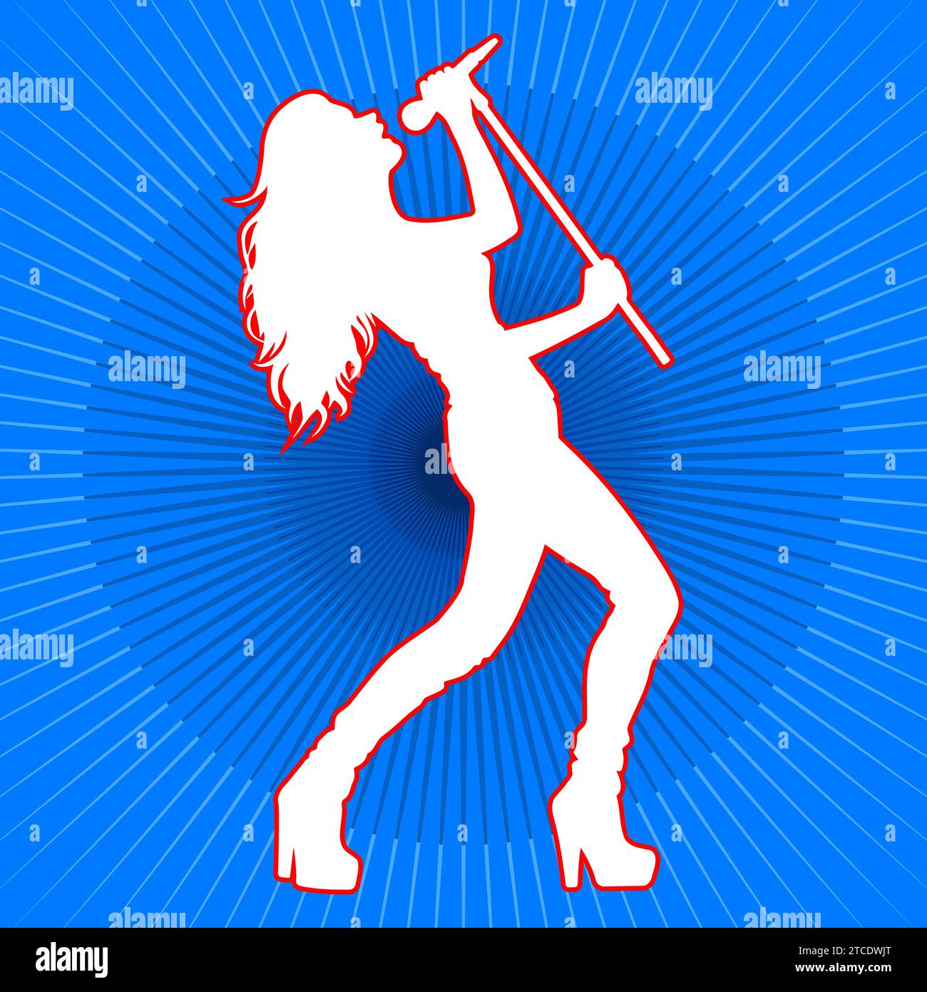Frau singt Rock mit einem Mikrofon Pop Art Vektor Illustration Stock Vektor