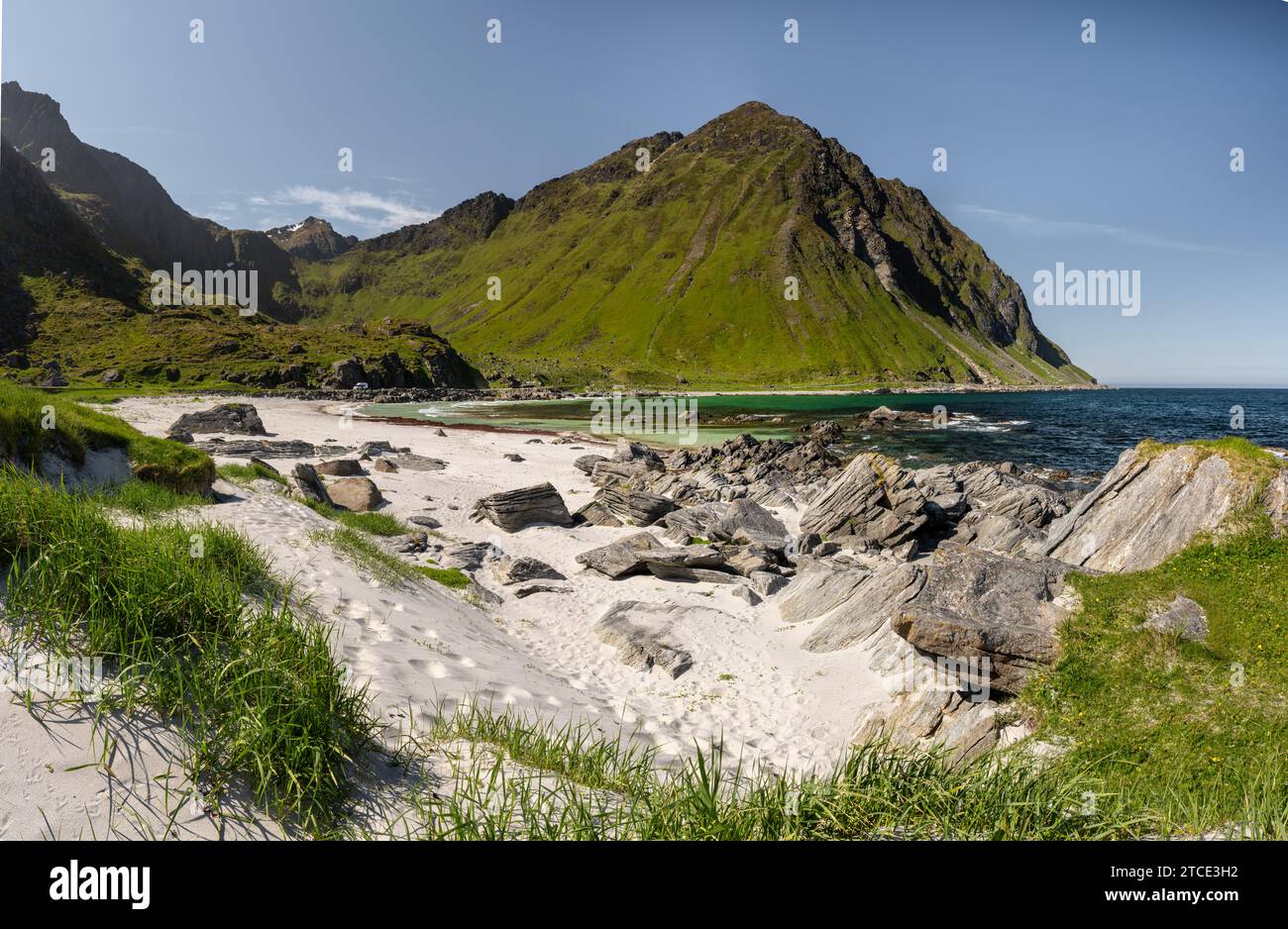 Strand in Storsandnes, Lofoten, Norwegen Stockfoto