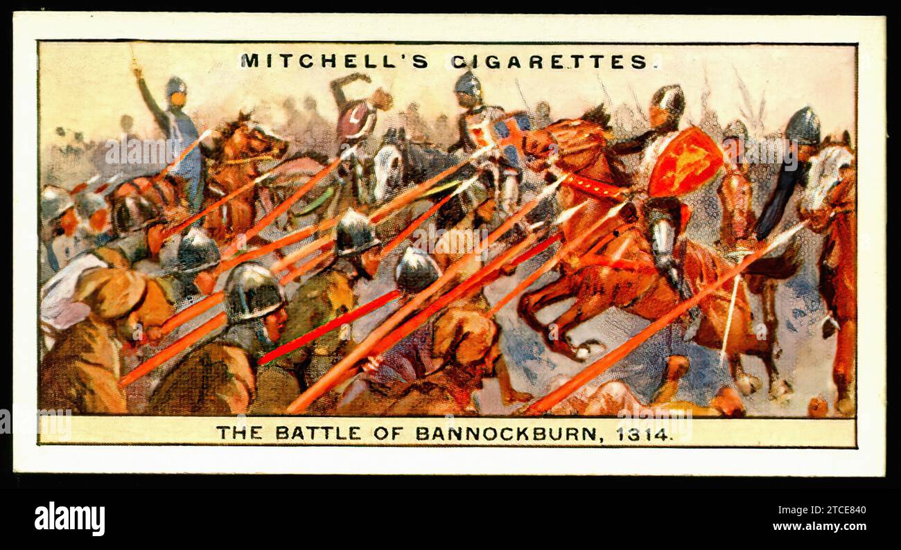 The Battle of Bannockburn, 1314 - Vintage-Zigarettenkarte Stockfoto