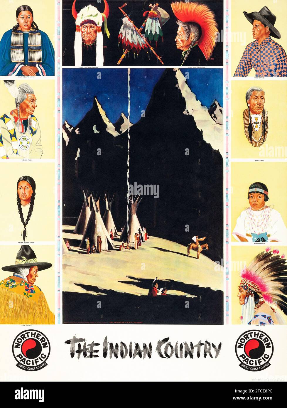 The Indian Country (Northern Pacific Railway, um 1935) American Travel Poster - Maaron Glemby Artwork Stockfoto