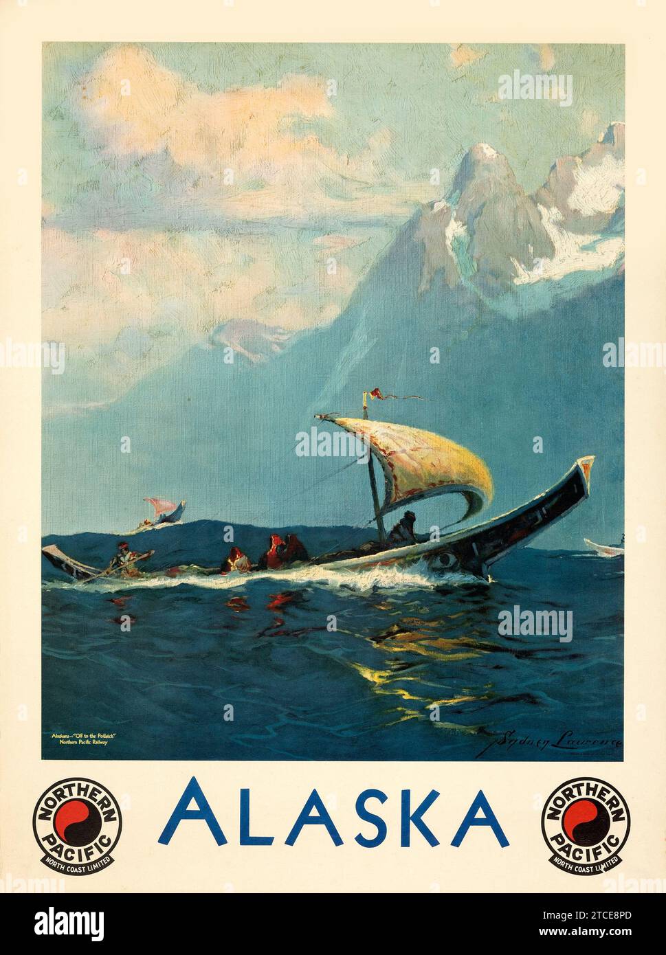 ALASKA – Northern Pacific Railway (1924). Amerikanisches Reiseposter. Sydney Laurence Kunstwerk Stockfoto