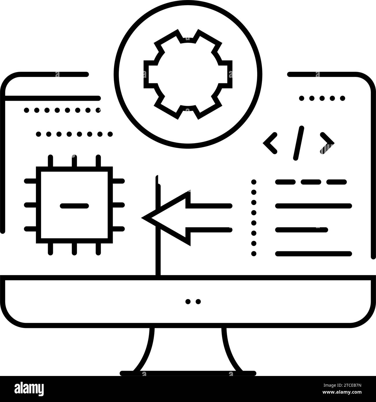 Illustration des Symbols für die Mikrocontroller-Programmierung der Elektroniklinie Stock Vektor