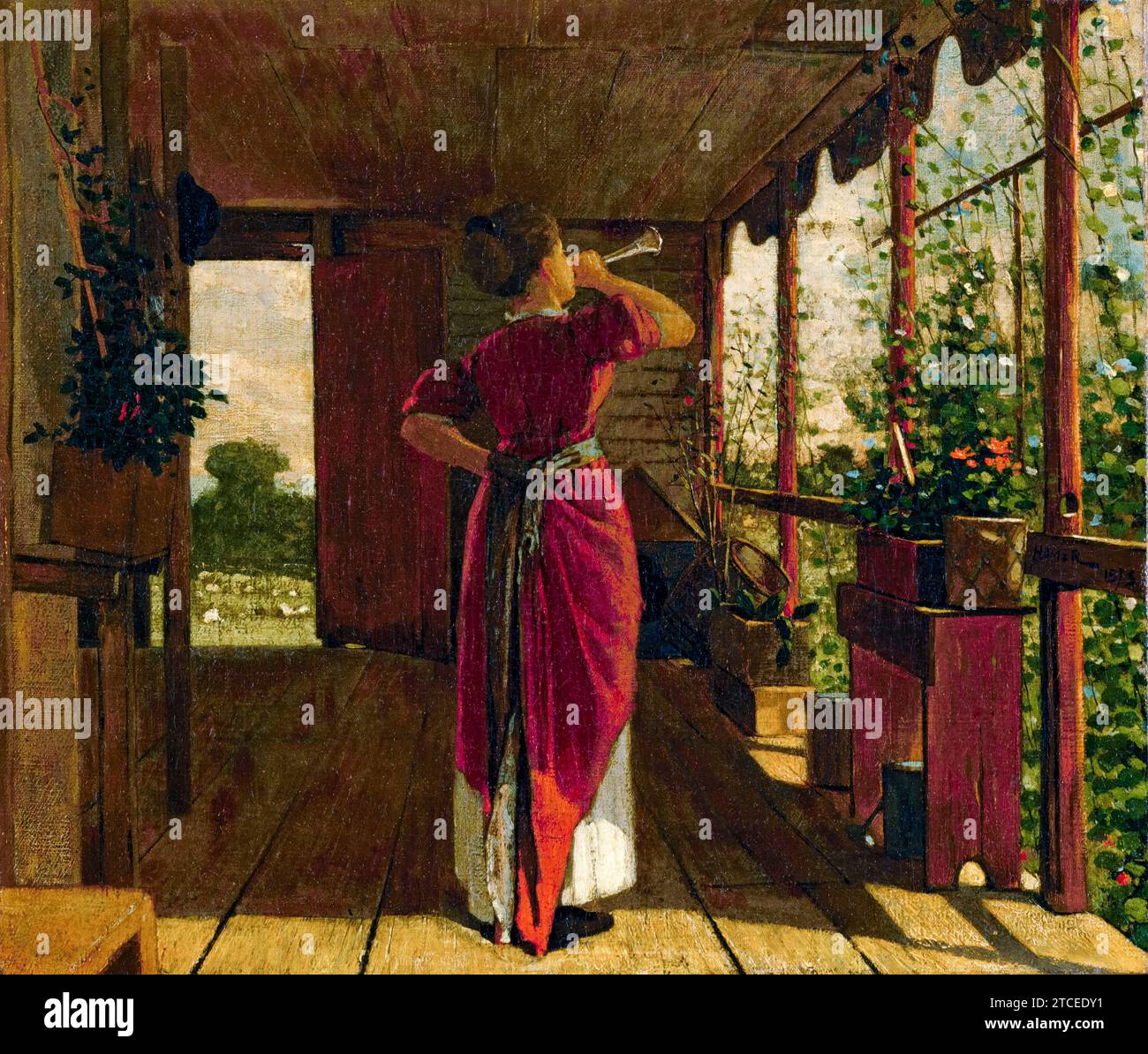 Das Dinner Horn, Gemälde in Öl auf Leinwand von Winslow Homer, 1873 Stockfoto