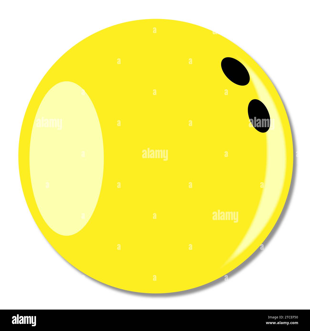 Eine gelbe Bowlingkugel auf weißem Hintergrund Stockfoto