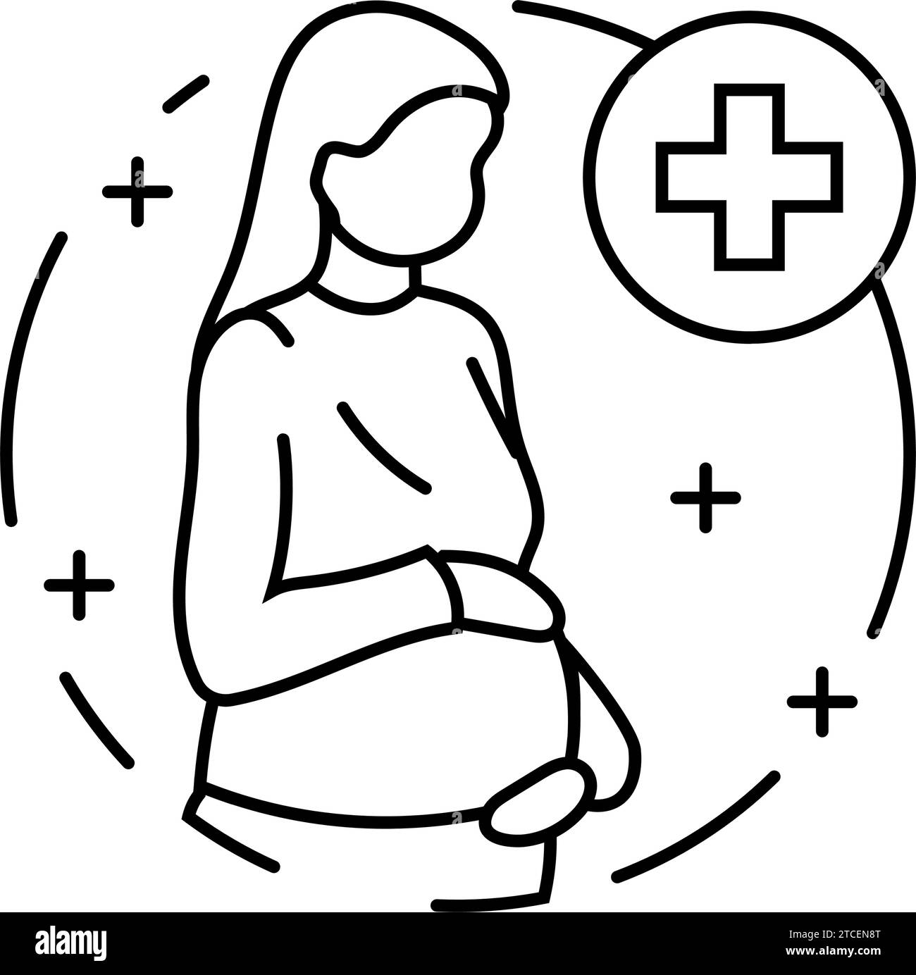 Mütterliche Gesundheit Gynäkologe Linie Symbol Vektor Illustration Stock Vektor