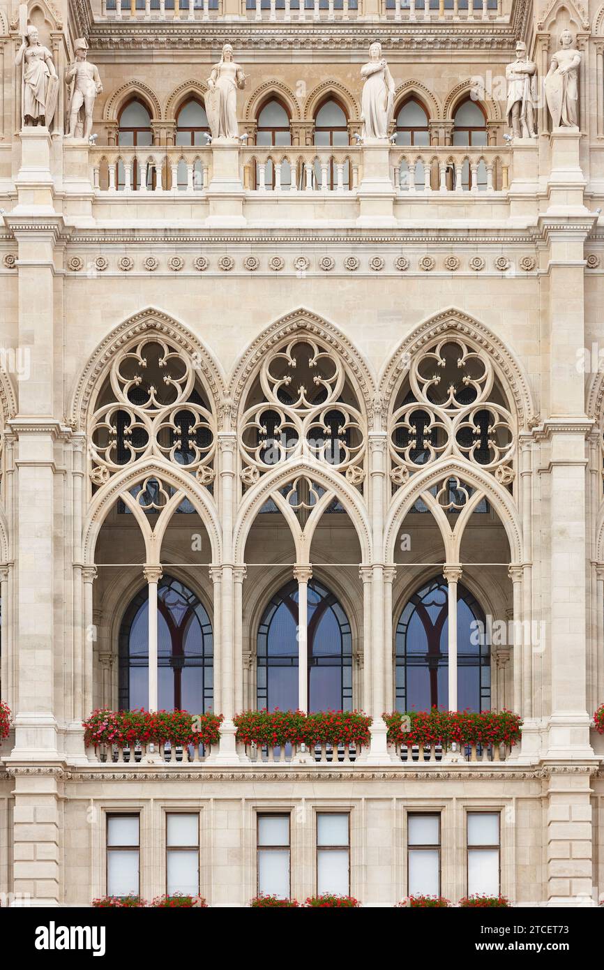 Rathaus mit gotischer Fassade. Stadtzentrum von Wien. Österreich Stockfoto