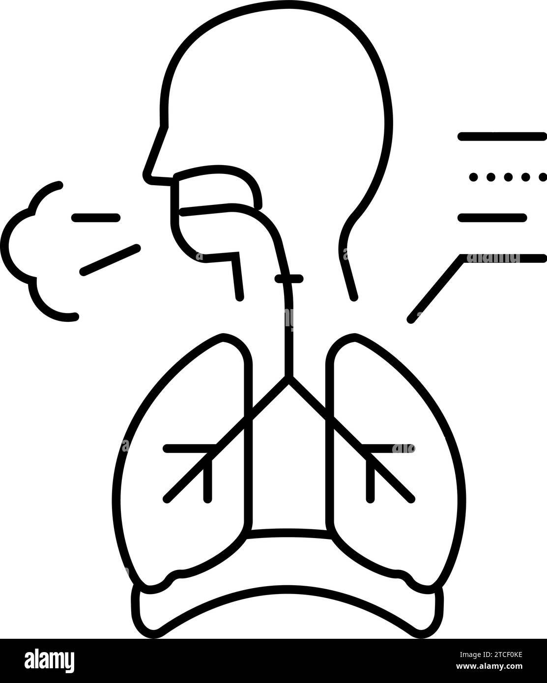 Chronische Hustenerkrankung Symptom Linie Symbol Vektor Illustration Stock Vektor