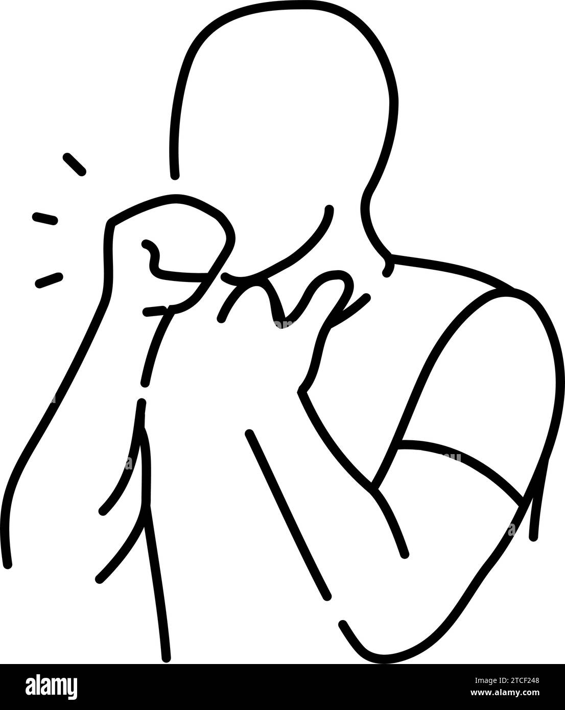 Trockener Husten Krankheit Symptom Linie Symbol Vektor Illustration Stock Vektor