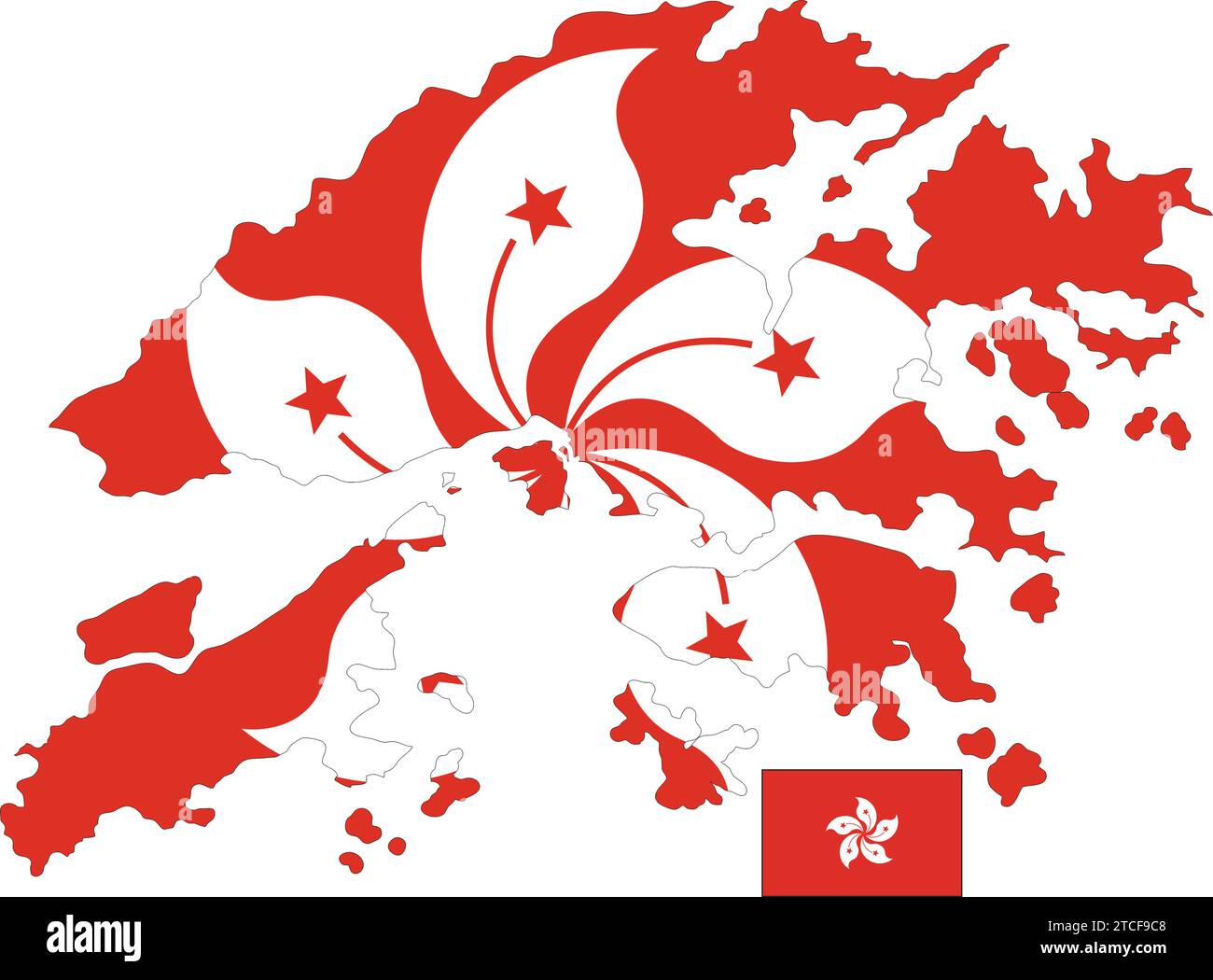 Hong Kong Karte und Flagge Stock Vektor