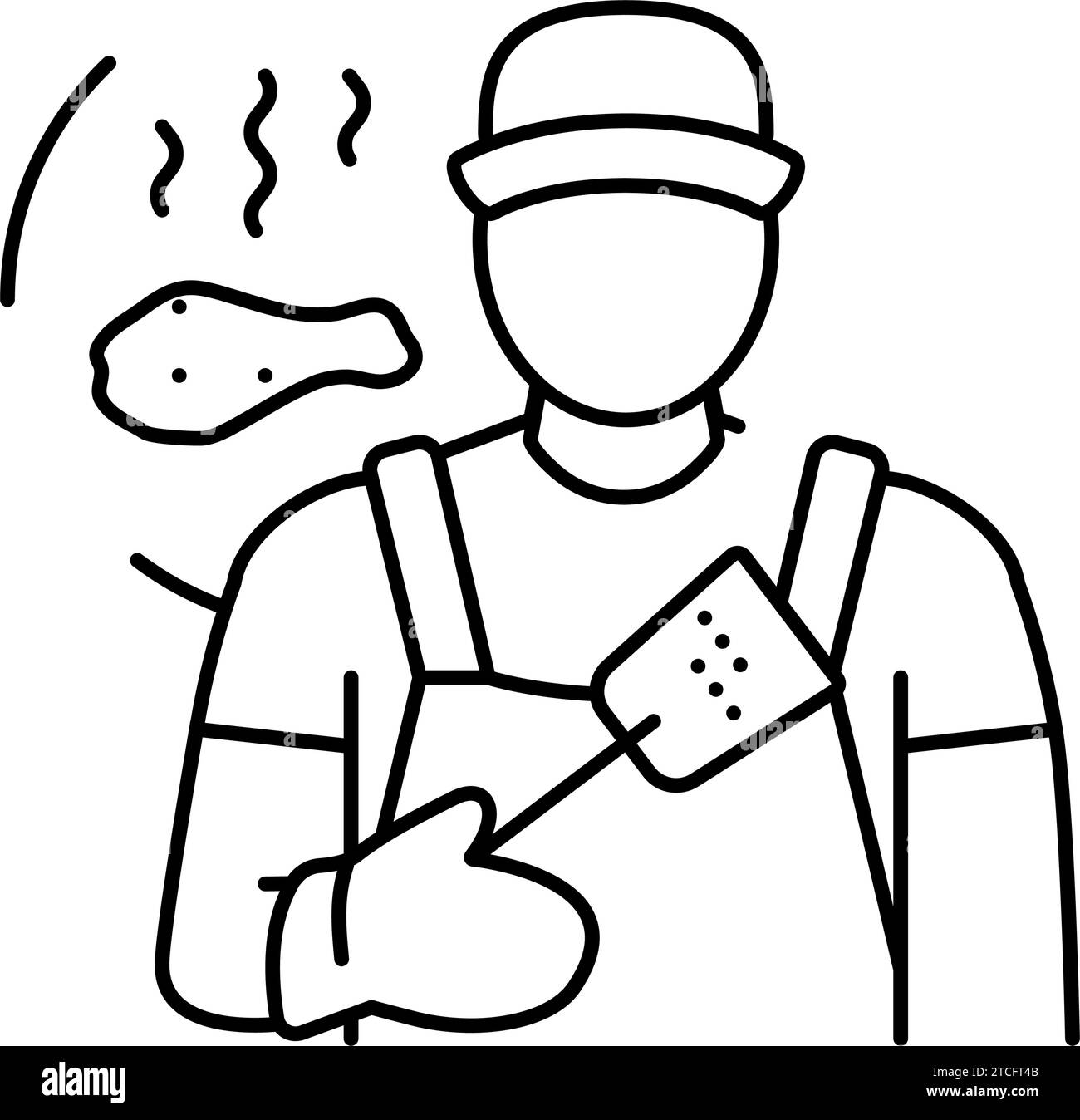 grill Master Restaurant Chef Linie Symbol Vektor Illustration Stock Vektor