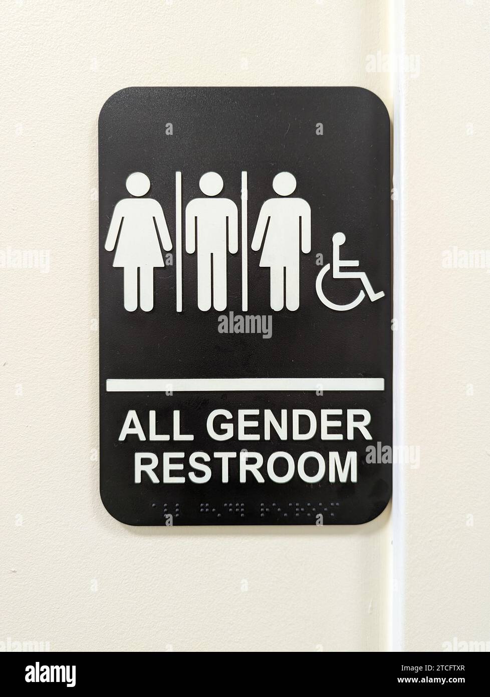 Eingangsschild für alle Geschlechter Waschraum Stockfoto