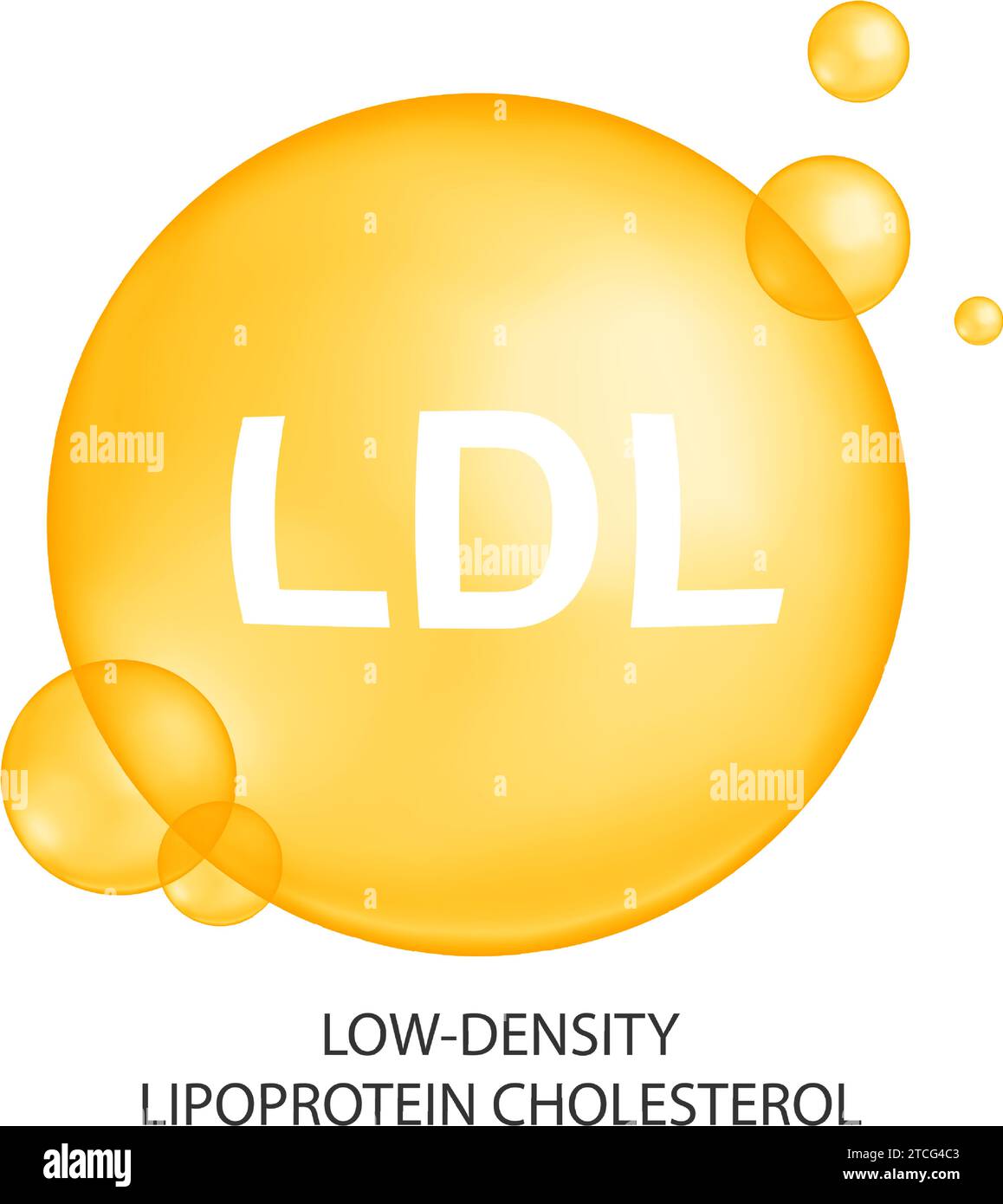 Cholesterin-LDL-Typ. Schlechtes Cholesterin-Konzept. Lipoprotein-Symbol mit niedriger Dichte auf weißem Hintergrund. Medizinische Infografik. Vektorabbildung. Stock Vektor