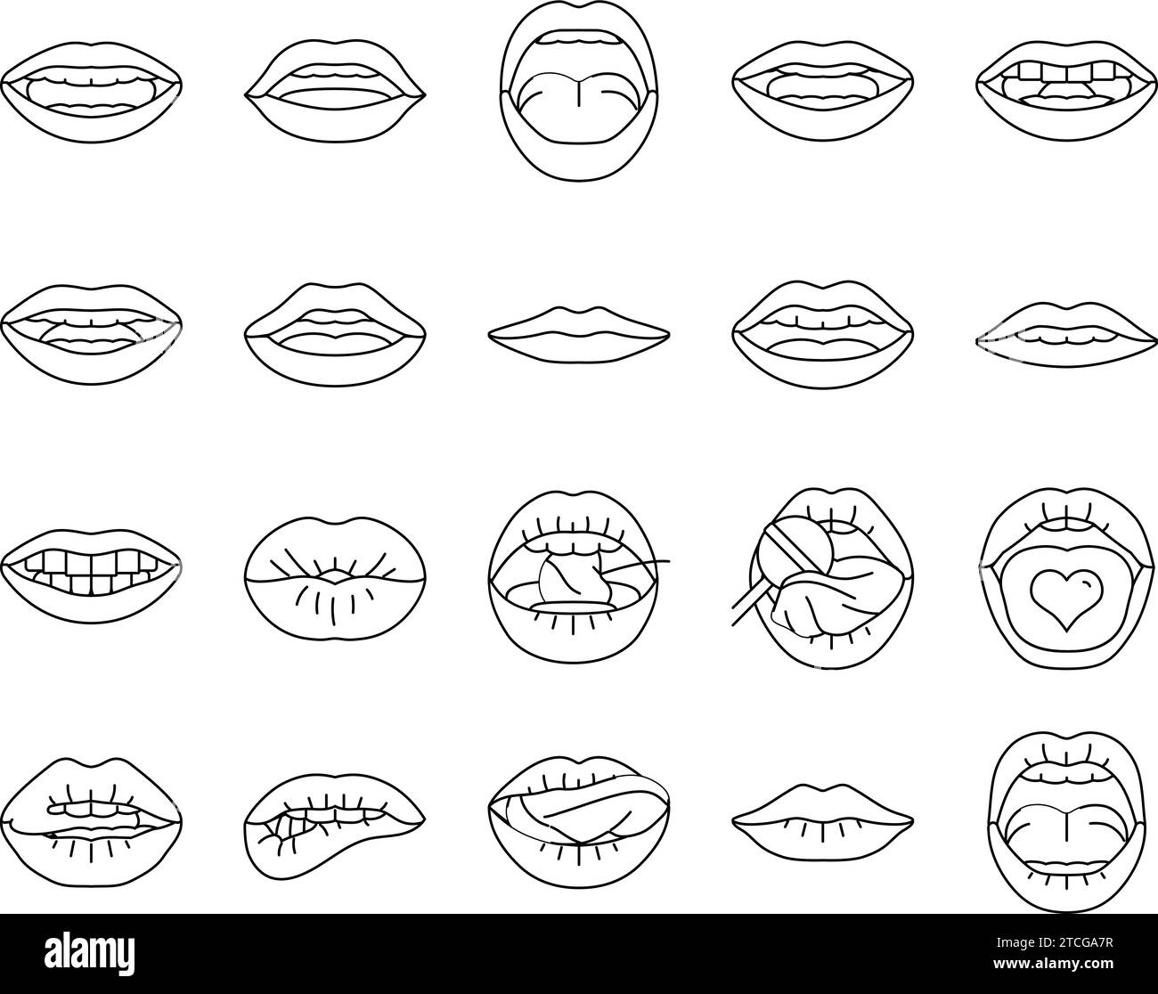 Symbole für die Bewegungssimulation von Mundzeichen setzen Vektor Stock Vektor