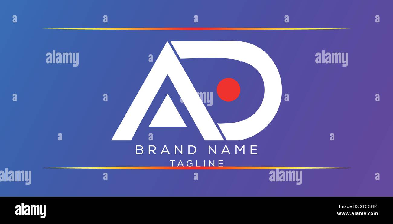 Buchstaben Buchstaben Creative Monogramm Logo AD, da, A und D Vektor Illustration. Stock Vektor