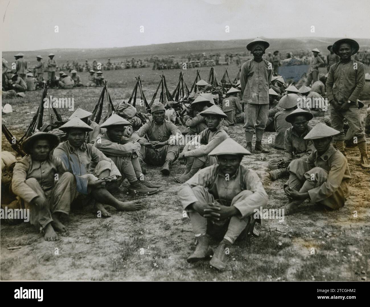 06/30/1916. Kolonialeinheiten (aus Cochin - China) in Thessaloniki. Eine Kompanie von Amnamiten, die vor kurzem gelandet ist und auf Befehle wartet. Quelle: Album/Archivo ABC/Charles Trampus Stockfoto