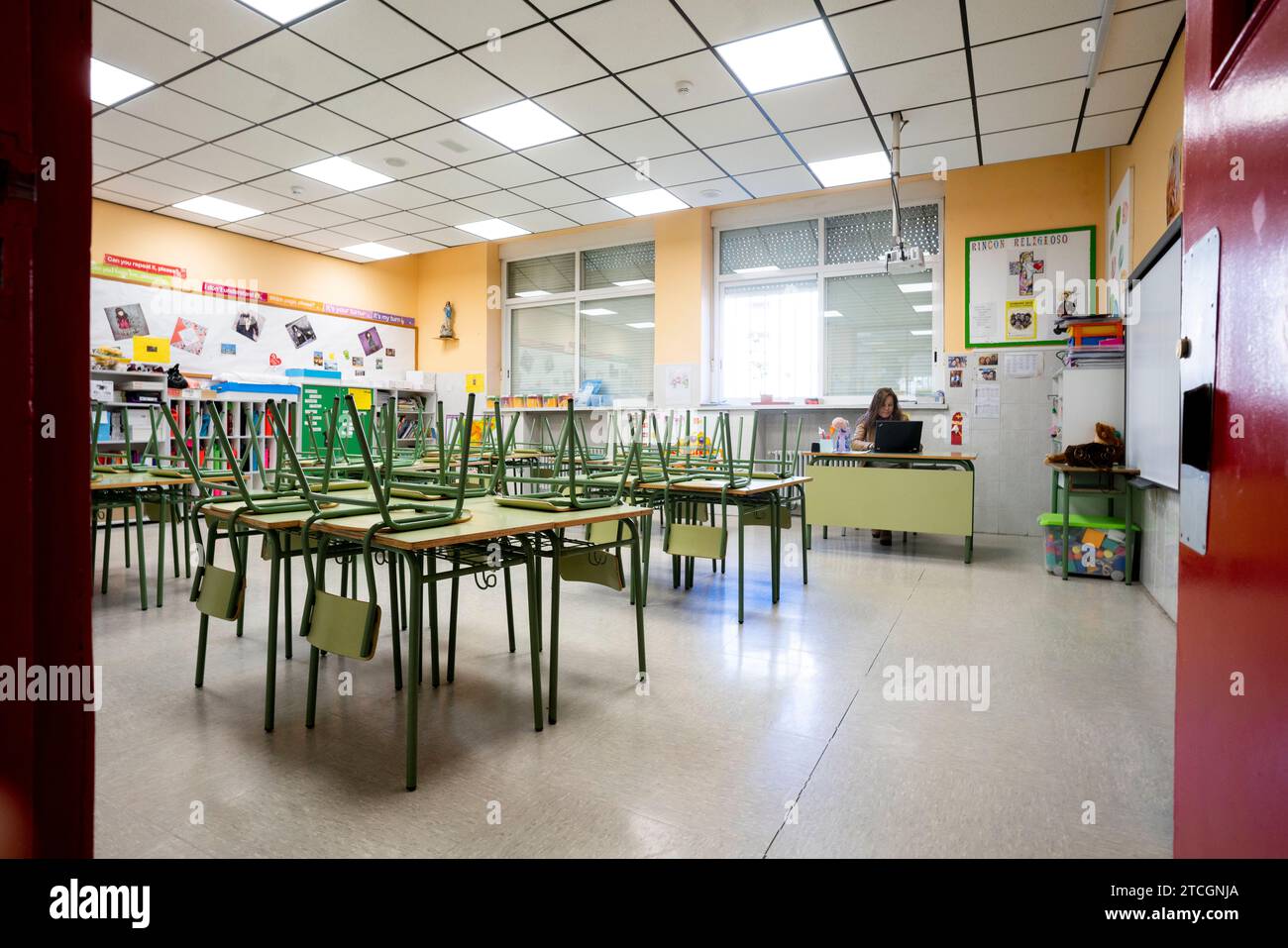 Madrid, 03.11.2020. Bericht über den ersten Tag ohne Unterricht aufgrund der Coronavirus-Epidemie an der Claret-Schule in der Corazón de María-Straße Nr. 1. Foto: Ignacio Gil. ARCHDC. Quelle: Album / Archivo ABC / Ignacio Gil Stockfoto