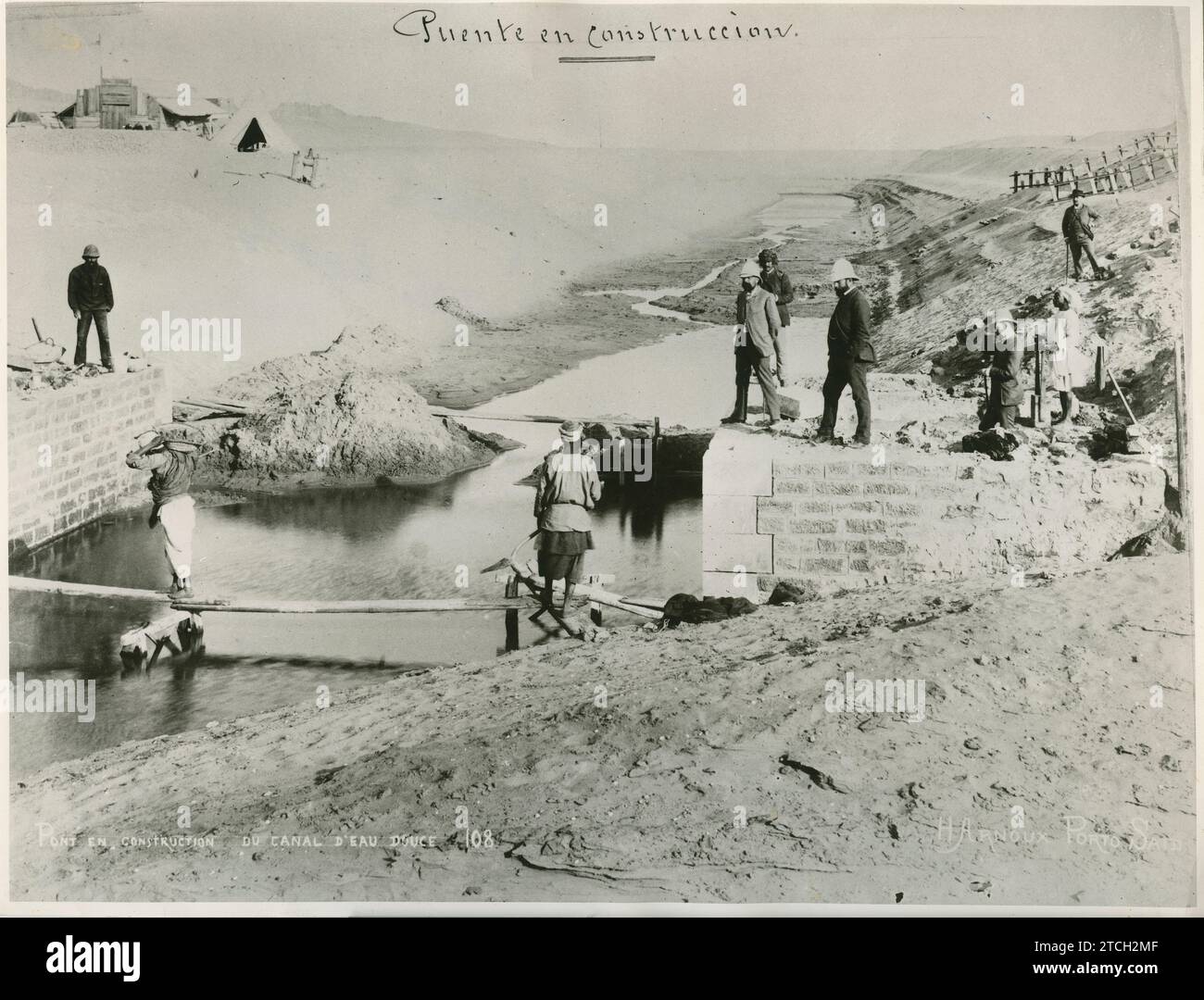 Suez Canal, Ägypten, 1860 (ca.). Foto des Kanalbaus von Nemesio Artola. Die Arbeitsbedingungen wurden in Artolas Memoiren aufgezeichnet. Quelle: Album / Archivo ABC / Nemesio Artola Stockfoto
