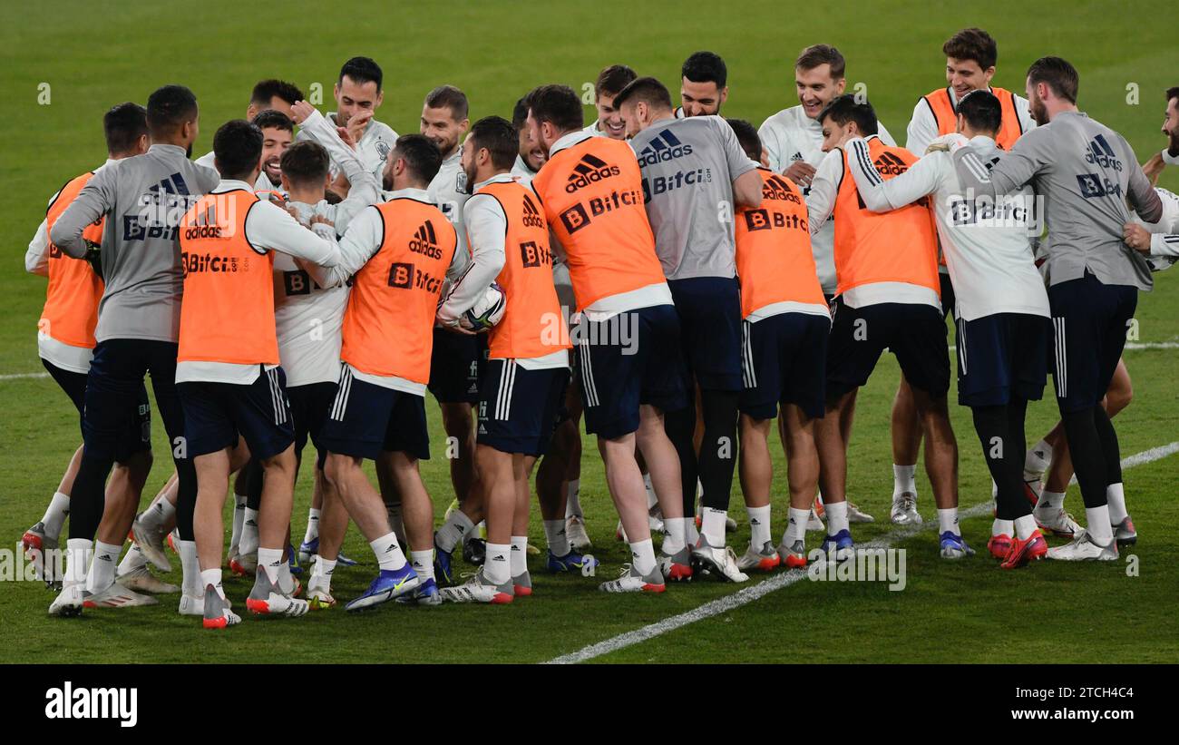 Sevilla, 11.12.2021. Training der spanischen Fußballmannschaft vor dem Spiel gegen Schweden für die WM-Qualifikation in Katar. Foto: Manuel Gómez. ARCHSEV. Quelle: Album / Archivo ABC / Manuel Gómez Stockfoto