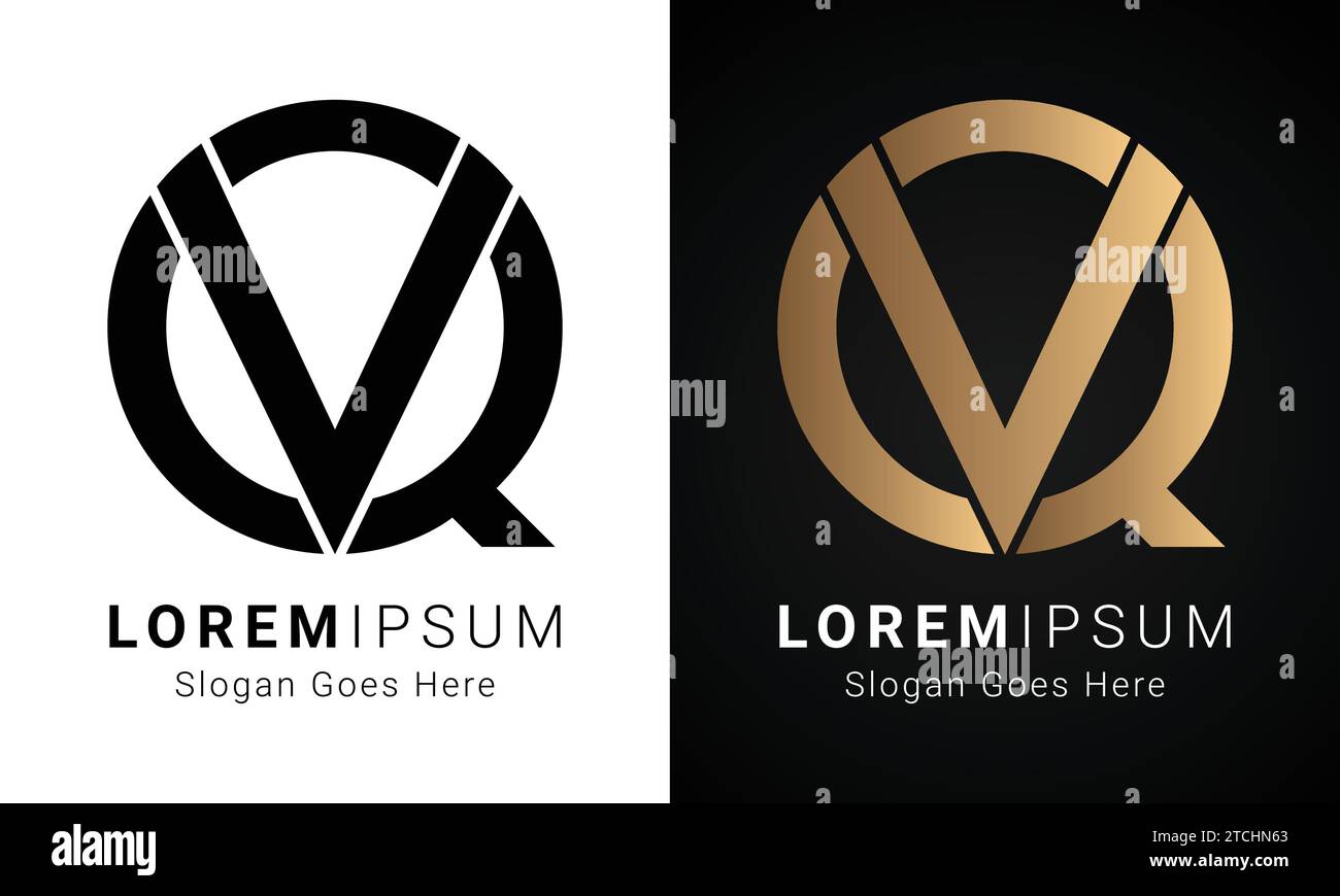 Luxuriöses Initial VQ- oder QV-Monogramm-Logo-Design Stock Vektor