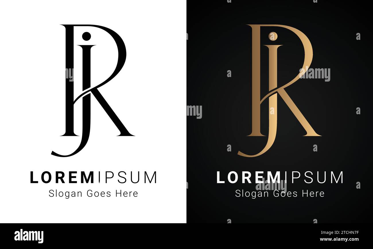 Luxuriöses Initial JR oder RJ Monogramm-Logo-Design Stock Vektor