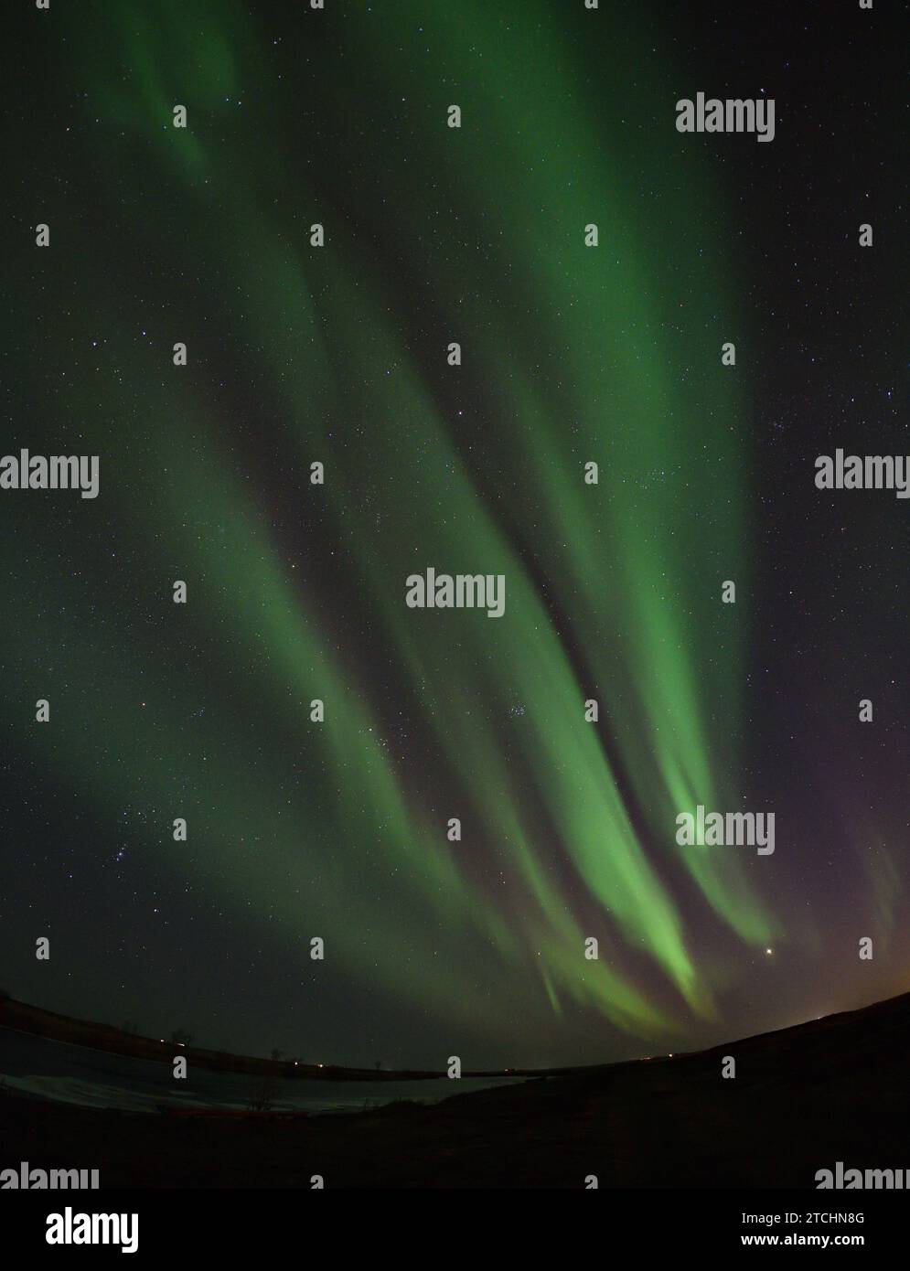 Aurora Borealis mit Venus und Jupiter vom Hotel Ranga am 14. März 20023 Stockfoto