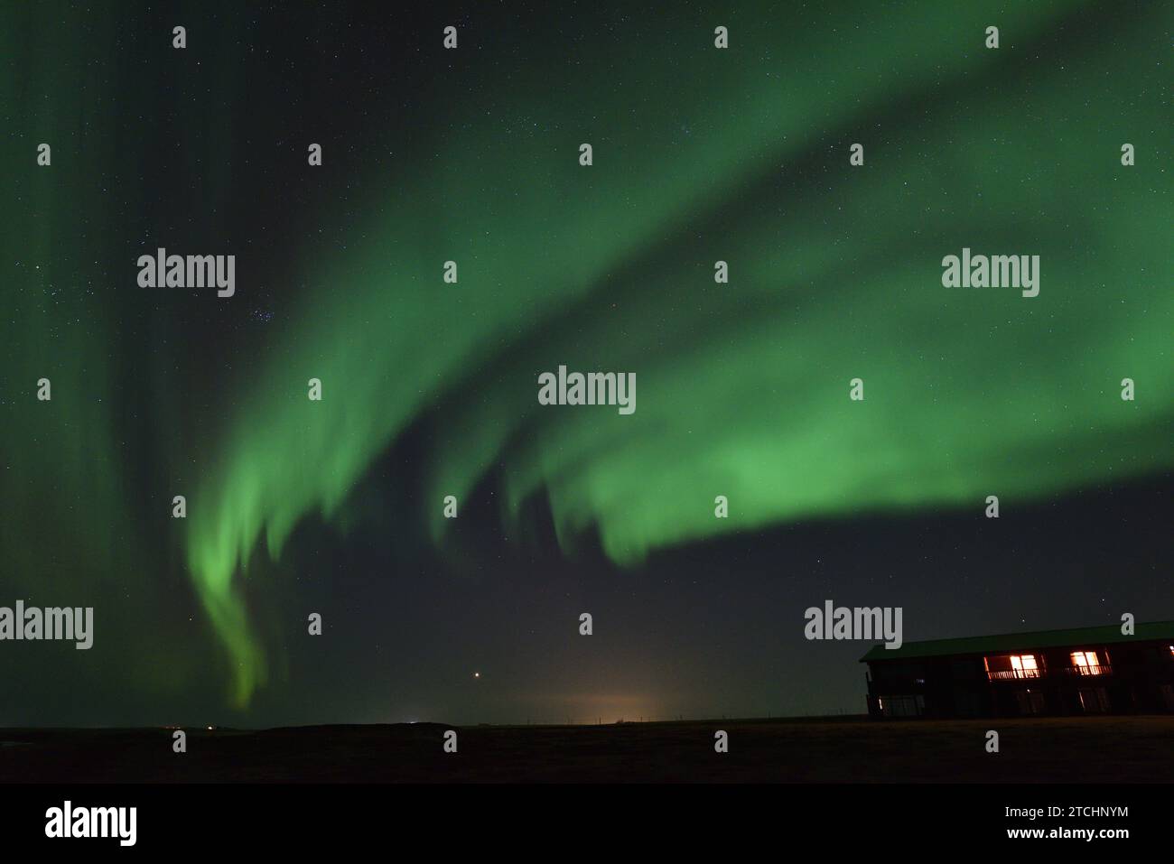 Aurora Borealis mit Venus vom Hotel Ranga am 14. März 20023 Stockfoto