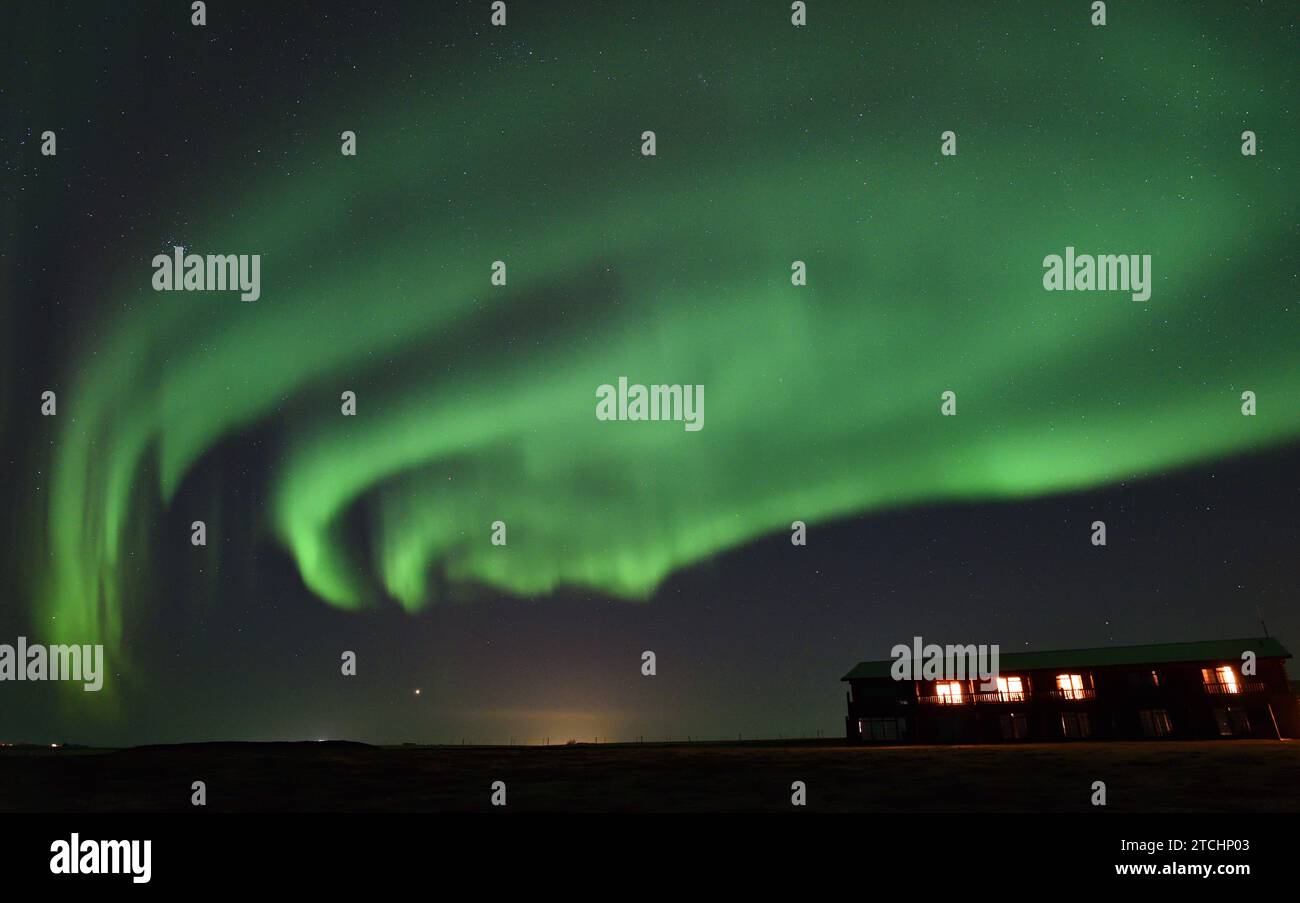 Aurora Borealis mit Venus vom Hotel Ranga am 14. März 20023 Stockfoto