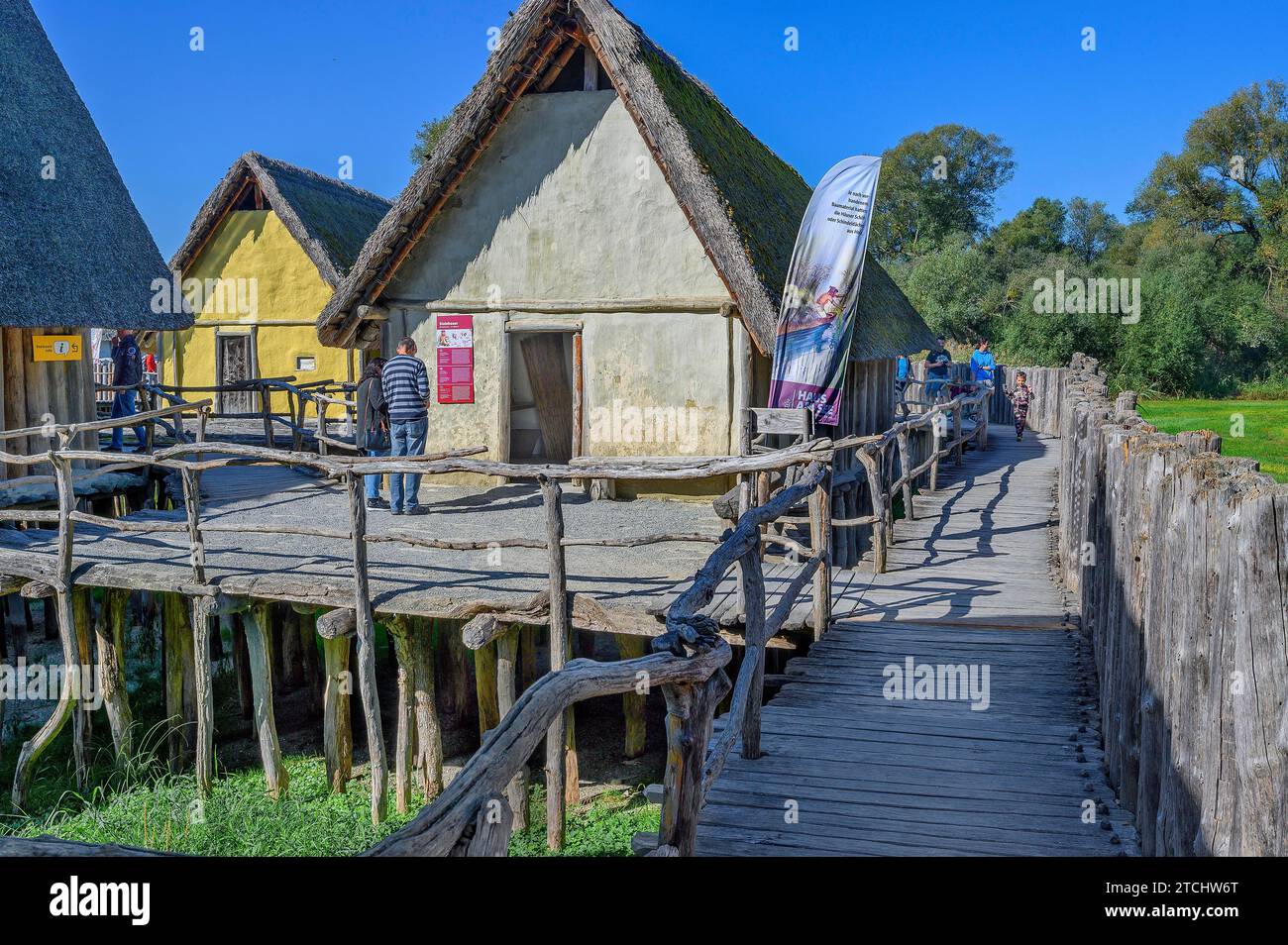 Pfahlbauten am Bodensee, eine Touristenattraktion der Region und das älteste archäologische Freilichtmuseum Deutschlands Stockfoto