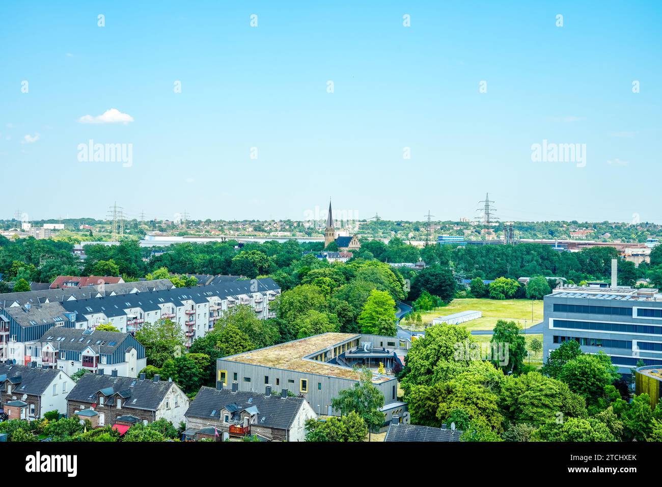 Blick auf Mühlheim an der Ruhr. Stadt im Ruhrgebiet. Stockfoto