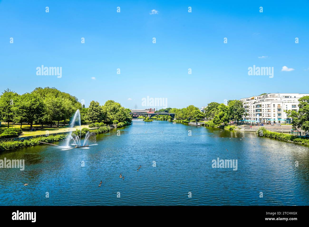 Blick auf Mühlheim an der Ruhr. Stadt im Ruhrgebiet. Stockfoto Blick auf Mühlheim an der Ruhr. Stadt im Ruhrgebiet. Stockfoto