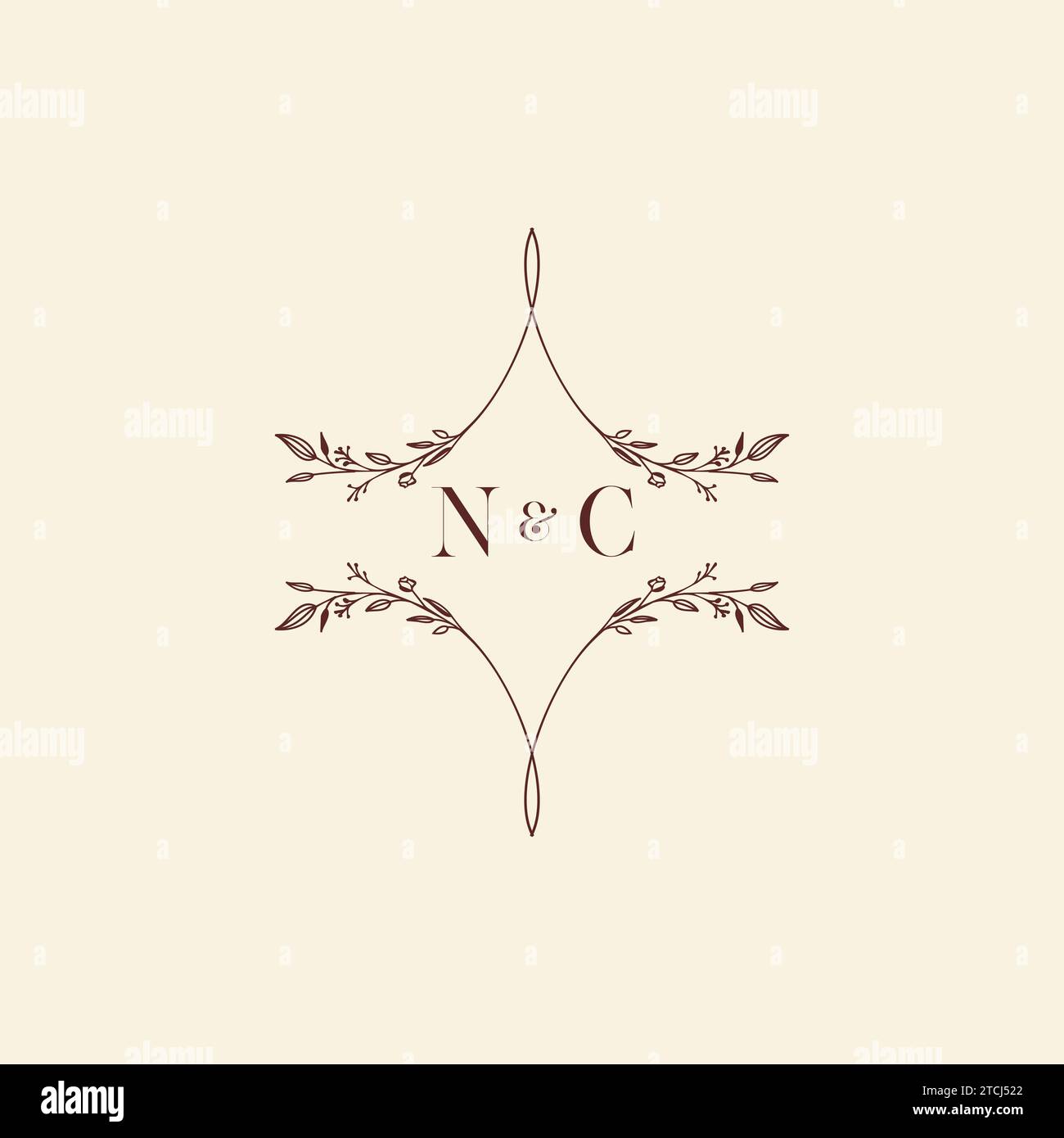 NC Wedding Initial-Logobuchstaben in hochwertigem, professionellem Design, das auf allen Druckmedien gut gedruckt werden kann Stock Vektor