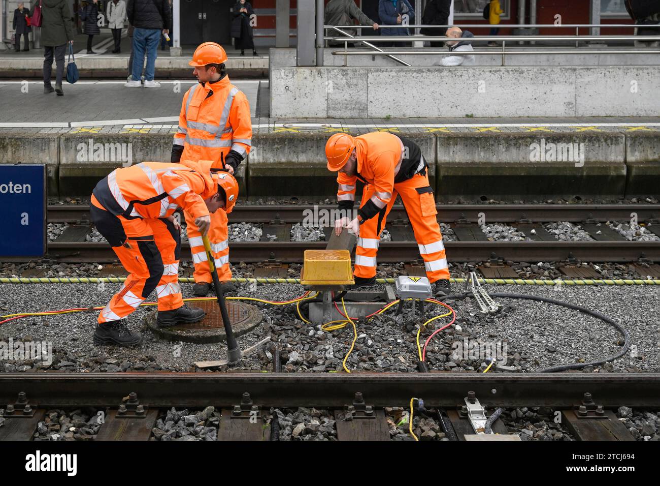 Eisenbahnnetz der SBB Eisenbahnmitarbeiter Stockfoto