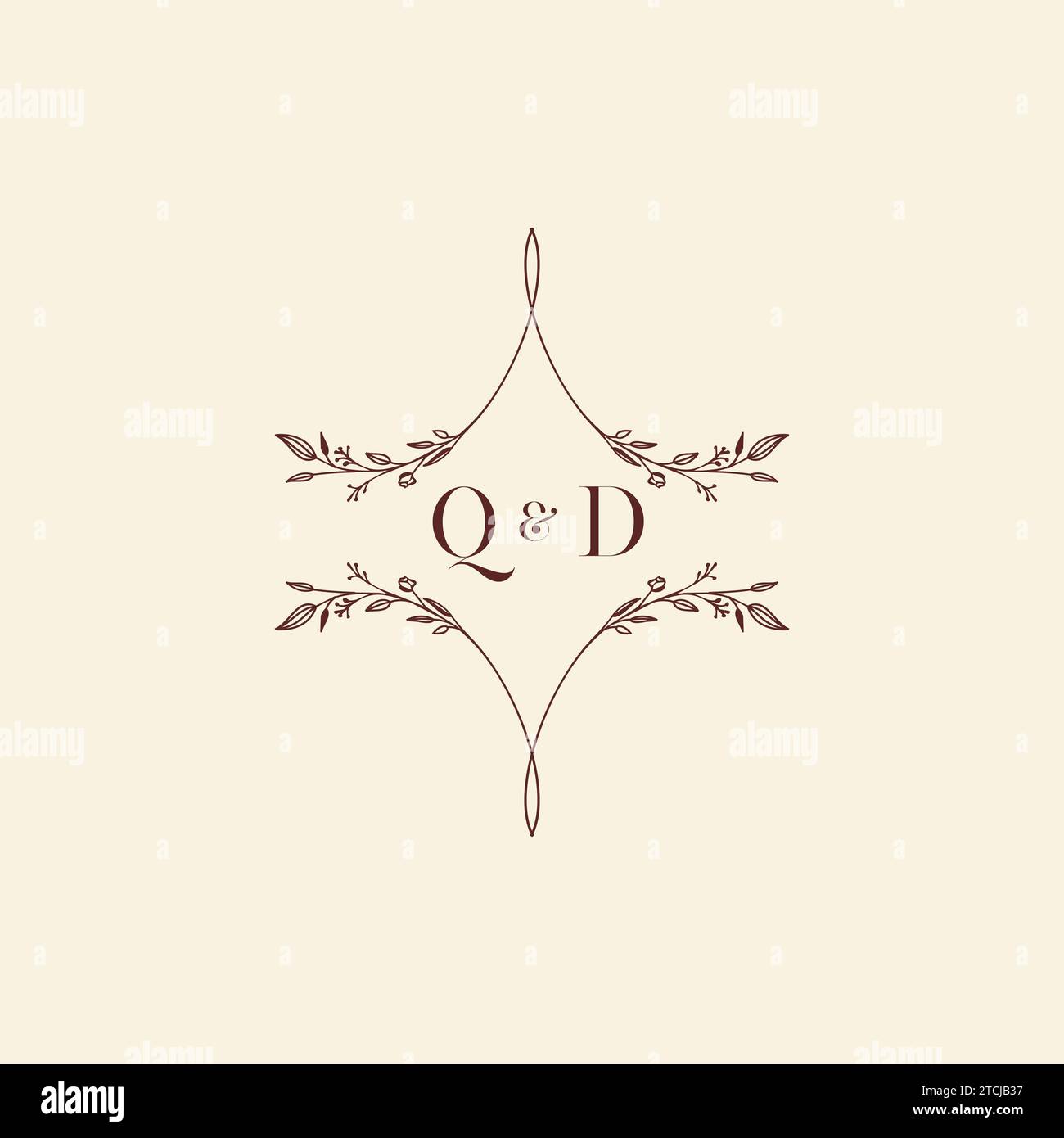 QD Wedding Initial-Logobuchstaben in hochwertigem, professionellem Design, das auf allen Printmedien gut gedruckt wird Stock Vektor