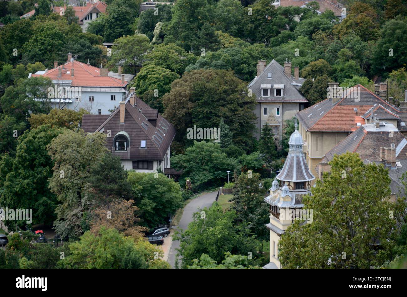 Ehemalige schwedische Botschaft/Wallenberg-Gedenktafel vom Gellért-Hügel, Budapest, Ungarn, Europa Stockfoto