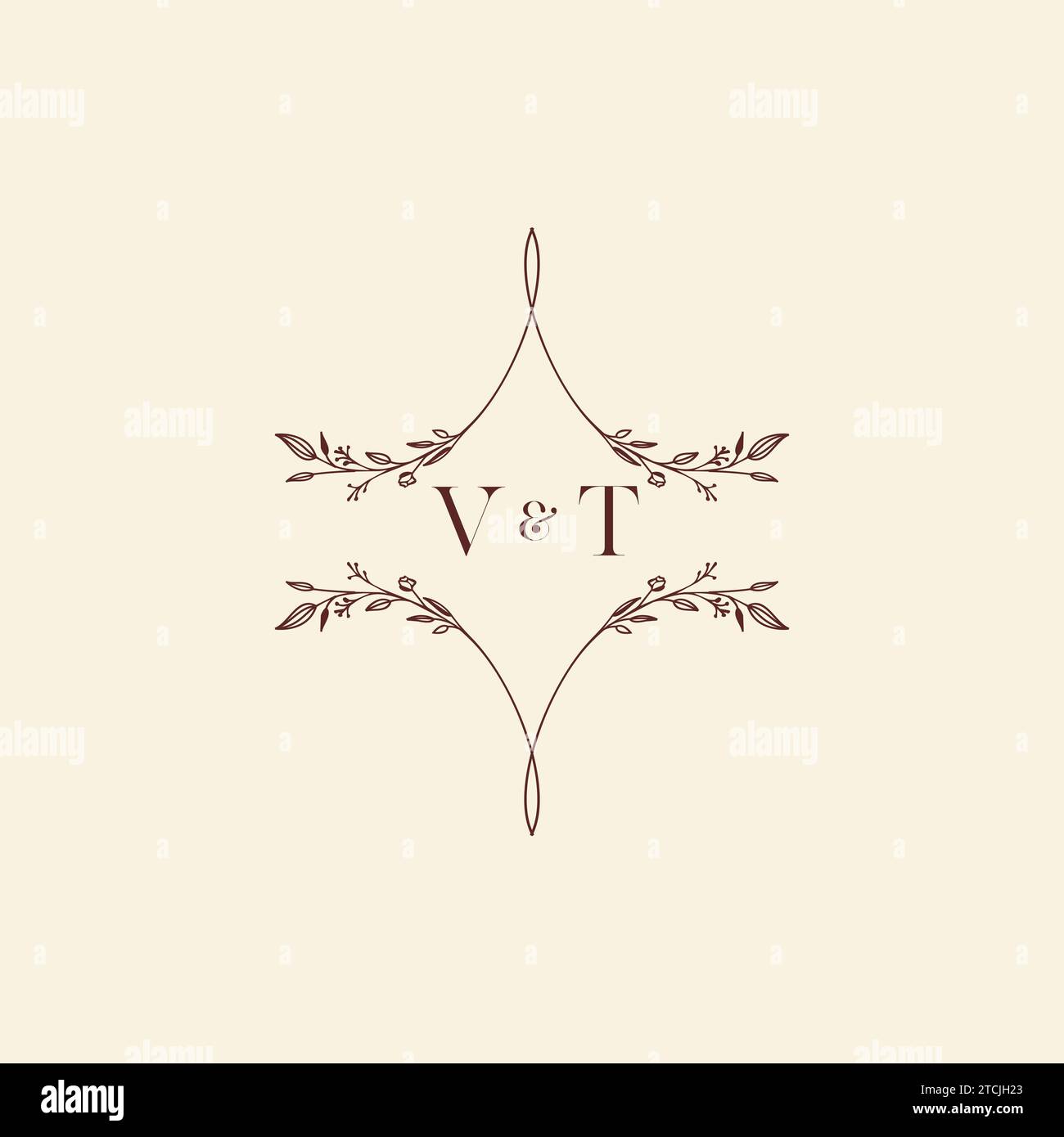 VT Wedding Initial-Logobuchstaben in hochwertigem, professionellem Design, das auf allen Druckmedien gut gedruckt werden kann Stock Vektor