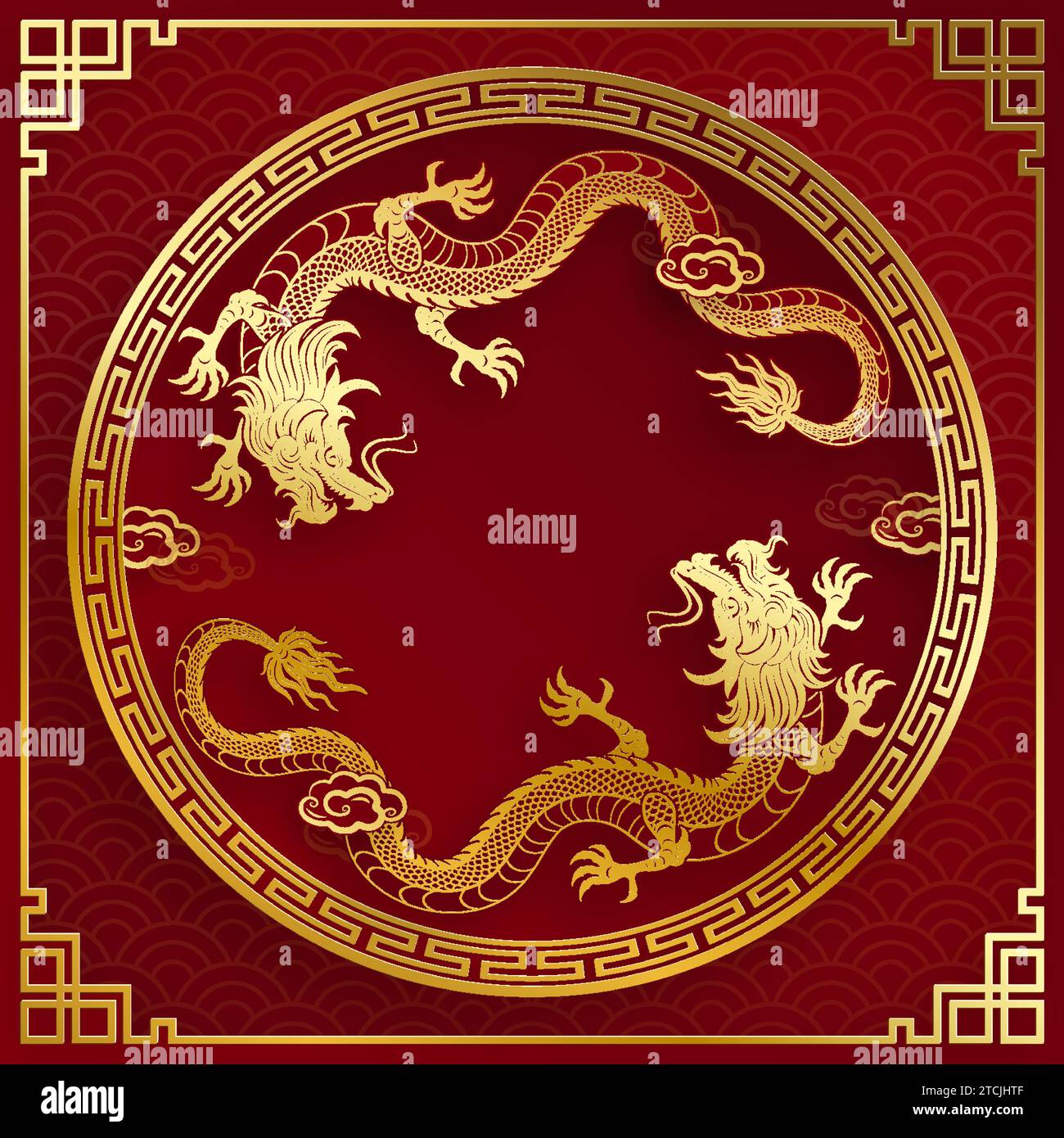 Traditionelles goldenes chinesisches Drachendesign für das chinesische Neujahr und alle Festivals (übersetzt: Chinesischer Drache) Stock Vektor