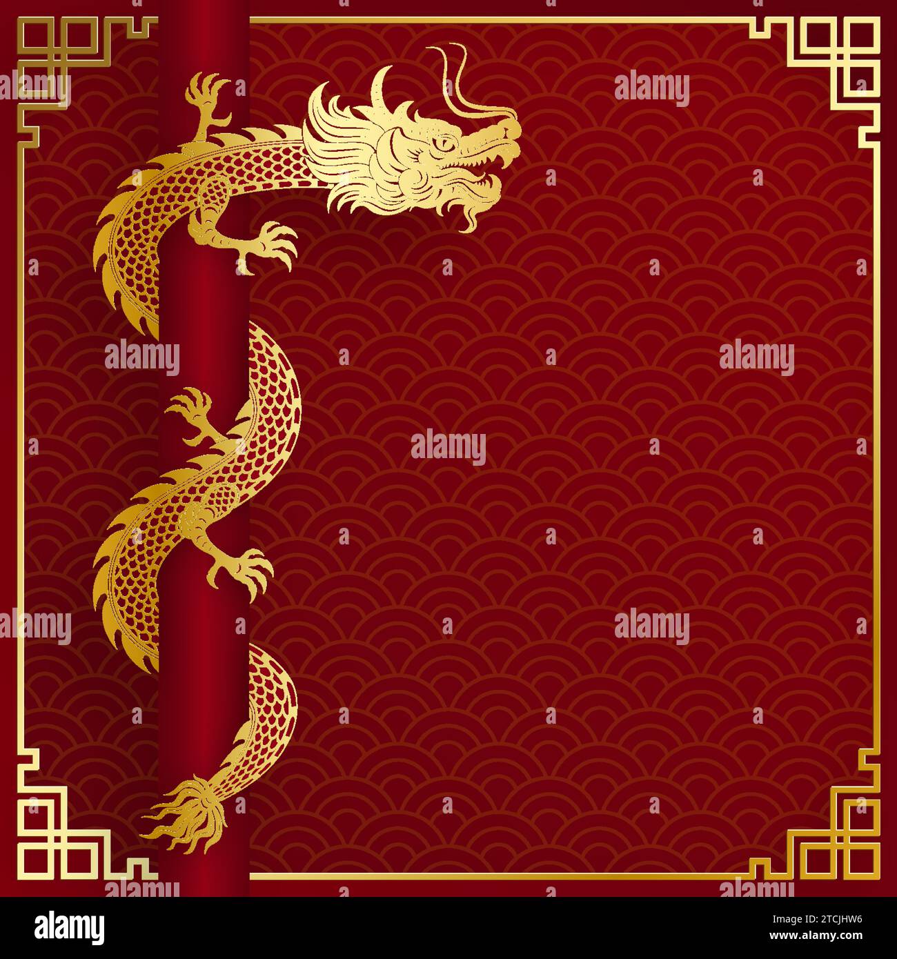 Traditionelles goldenes chinesisches Drachendesign für das chinesische Neujahr und alle Festivals (übersetzt: Chinesischer Drache) Stock Vektor