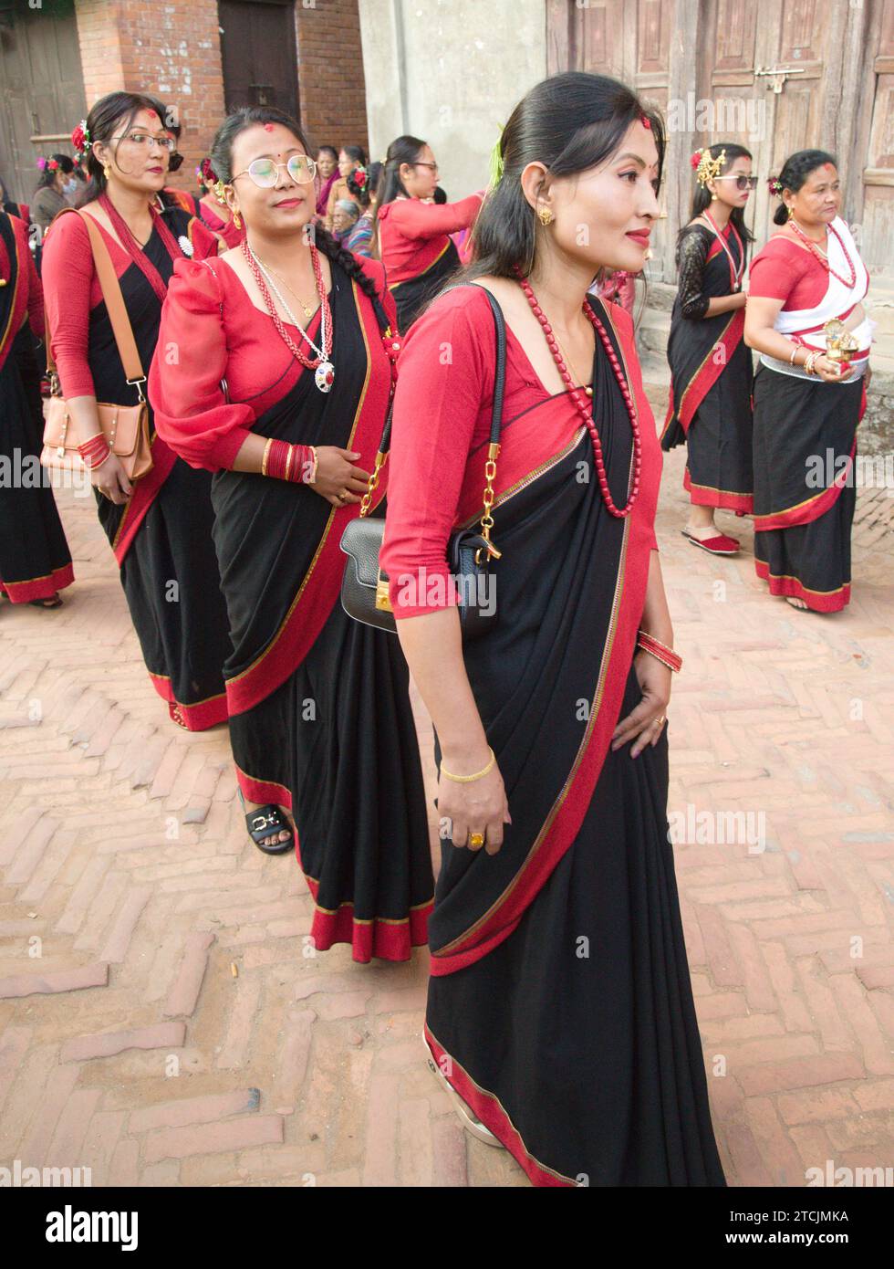Nepal, Bhaktapur, Dashain Festival, Menschen, Prozession, Stockfoto