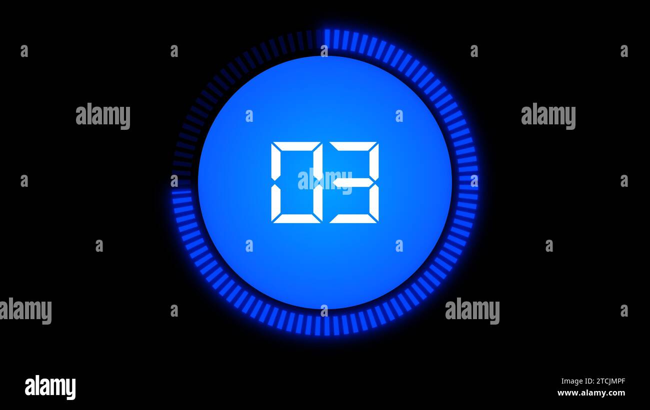 Digitaler Countdown-Timer, Nummer drei Stockfoto