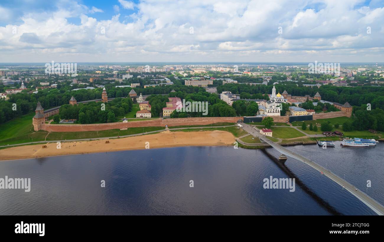 Festung von Veliky Nowgorod von oben, Nowgorod detintiert Stockfoto