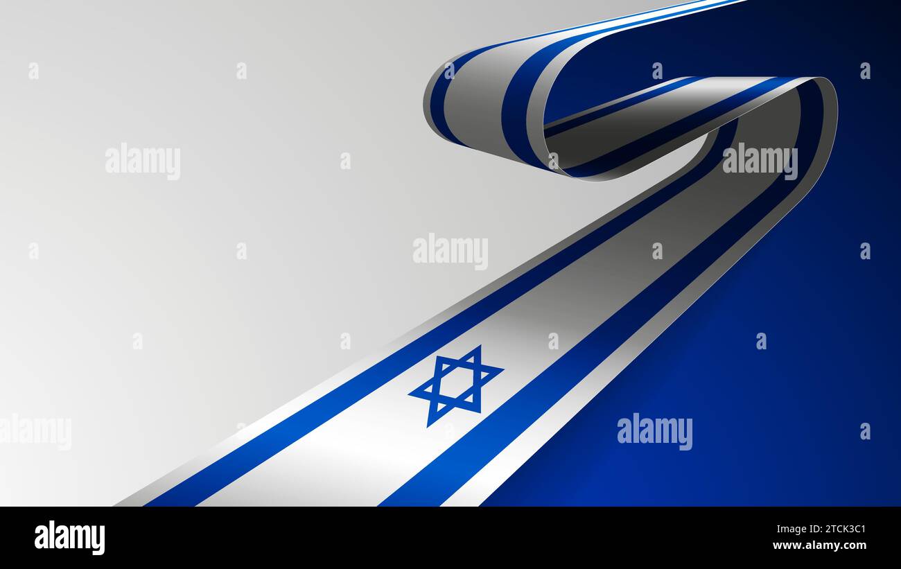 Realistischer Bandhintergrund mit der Flagge Israels. Ein Auswirkungselement für die Verwendung, die Sie daraus machen möchten. Stock Vektor