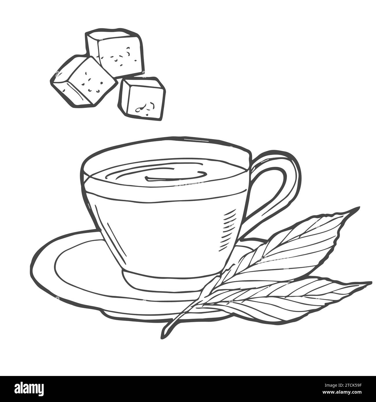 Tee oder Kaffeetasse Vektor Doodle Hand gezeichnet Stock Vektor