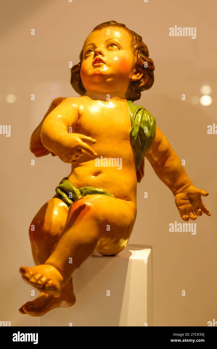 Kinderskulptur des Engel, mittelalterliche Kunst in Murcia, Spanien Stockfoto