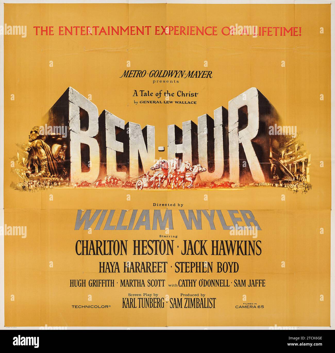 Ben-Hur (MGM, 1959) Eine Geschichte über den Christus. Oldtimer-Filmposter. Charlton Heston. Gemeinfreie Daten in den USA Stockfoto