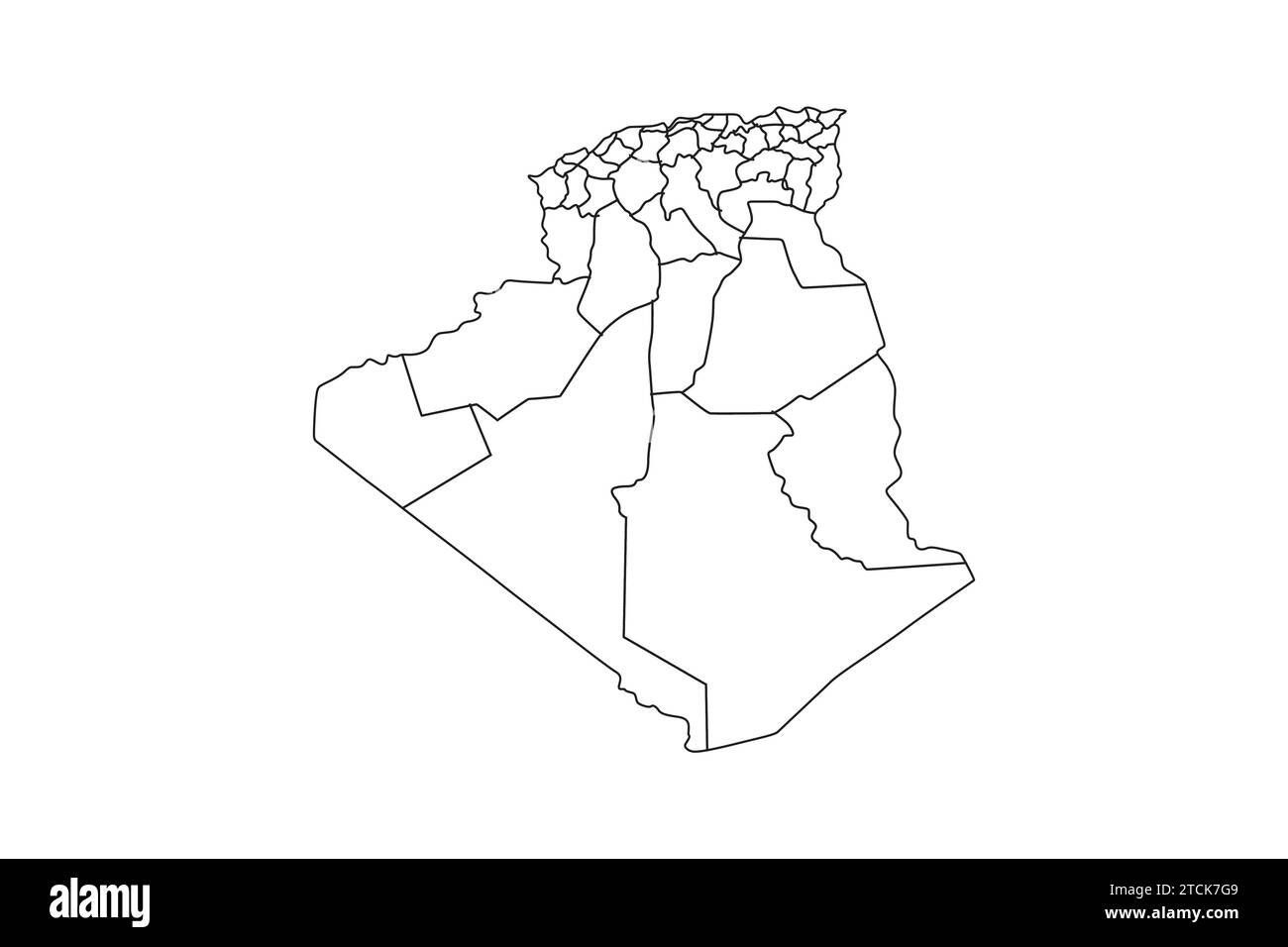 Vektor Algerien Kartenumriss mit weißem Hintergrund Stock Vektor