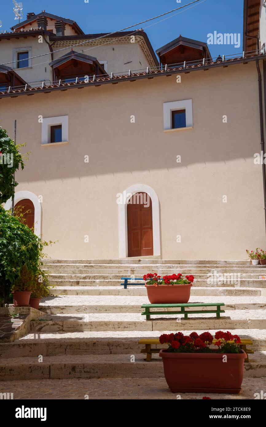 Rocca di Cambio, Altstadt in der Provinz L Aquila, Abruzzen, Italien Stockfoto