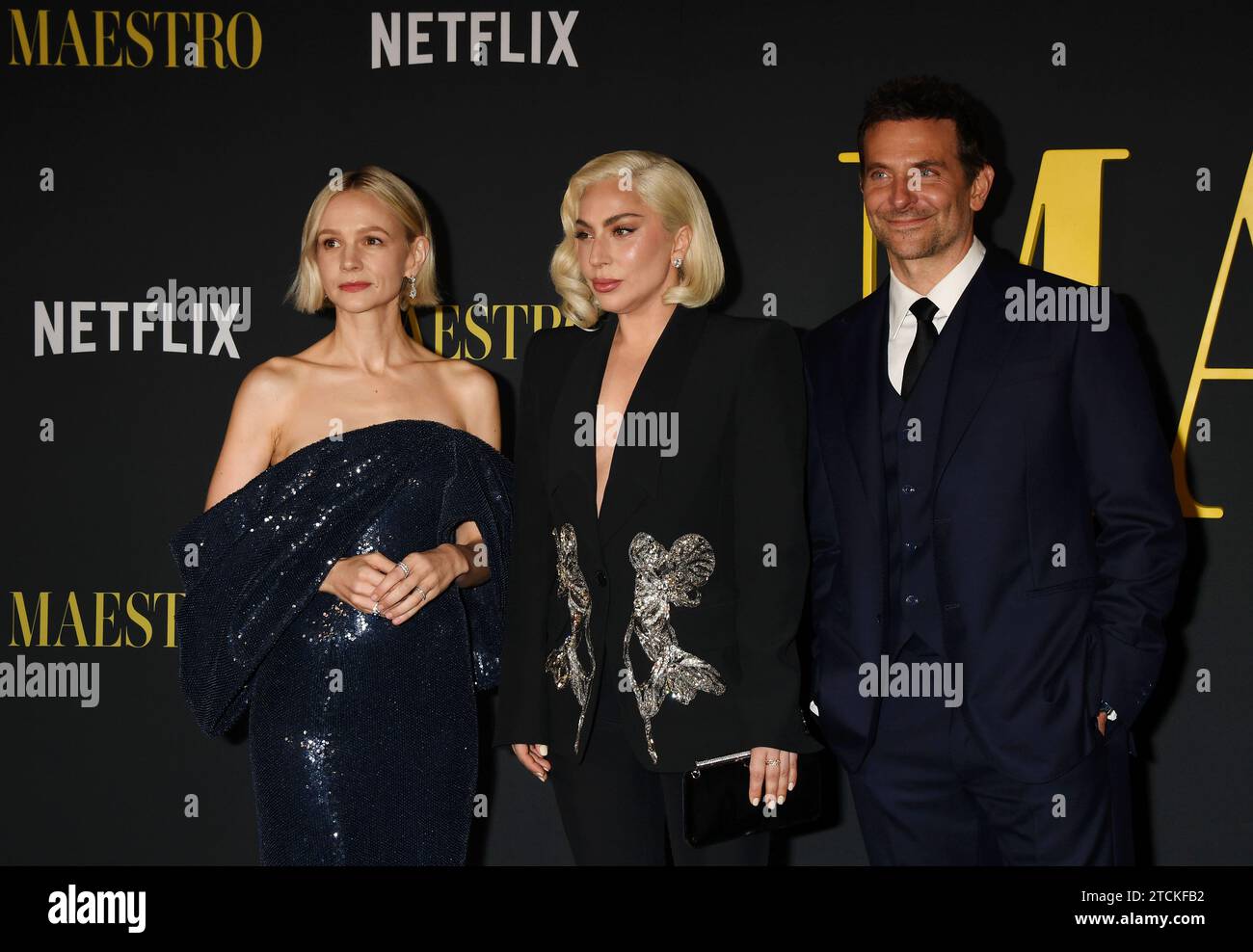 Los Angeles, Kalifornien, USA. Dezember 2023. (L-R) Carey Mulligan, Lady Gaga und Bradley Cooper nehmen am 12. Dezember 2023 am Academy Museum of Motion Pictures in Los Angeles Teil. Quelle: Jeffrey Mayer/Jtm Photos/Media Punch/Alamy Live News Stockfoto Los Angeles, Kalifornien, USA. Dezember 2023. (L-R) Carey Mulligan, Lady Gaga und Bradley Cooper nehmen am 12. Dezember 2023 am Academy Museum of Motion Pictures in Los Angeles Teil. Quelle: Jeffrey Mayer/Jtm Photos/Media Punch/Alamy Live News Stockfoto