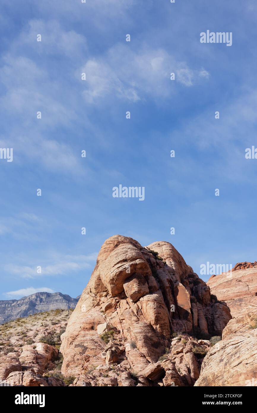 Nahaufnahme des Felsens am Red Rock Canyon in der Nähe von Las Vegas, Nevada. Stockfoto