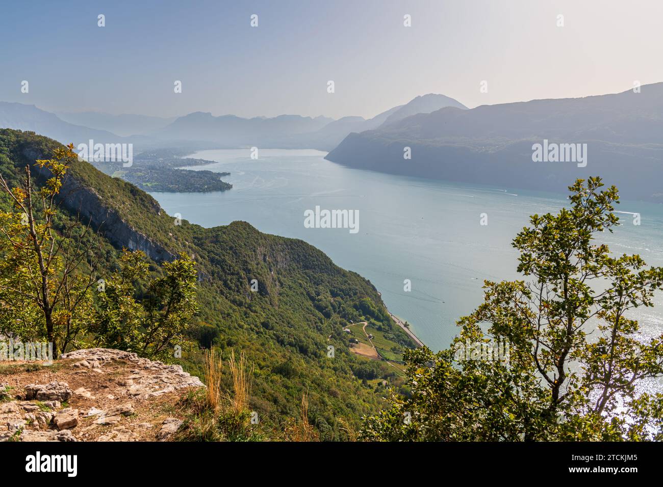 Panoramablick auf den Bourget-See, Savoie, Frankreich Stockfoto